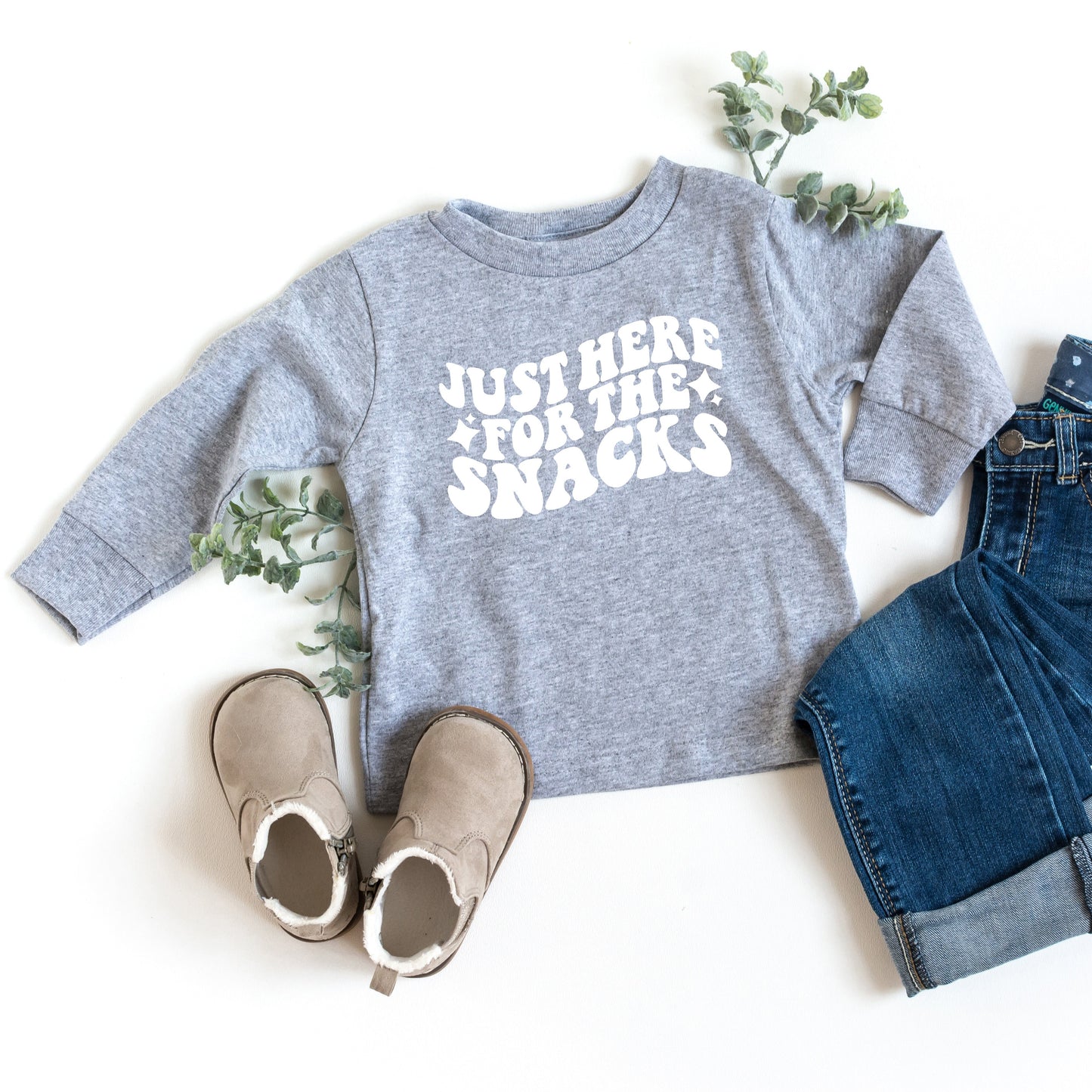 Here For The Snacks Stars | Toddler Long Sleeve Tee by The Juniper Shop