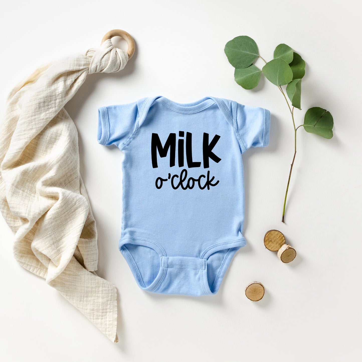 Milk O'Clock | Baby Graphic Short Sleeve Onesie by The Juniper Shop