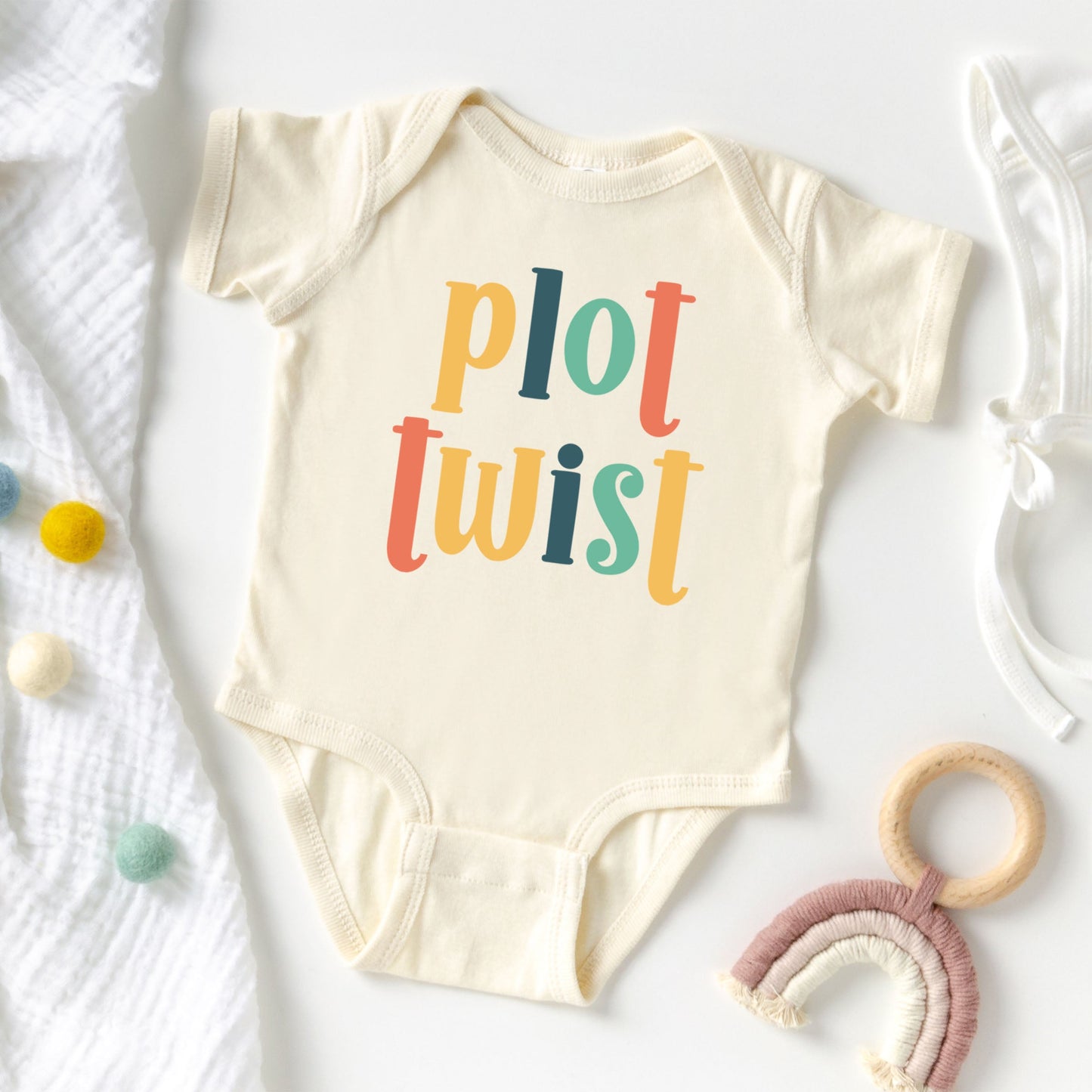 Plot Twist Colorful | Baby Graphic Short Sleeve Onesie by The Juniper Shop