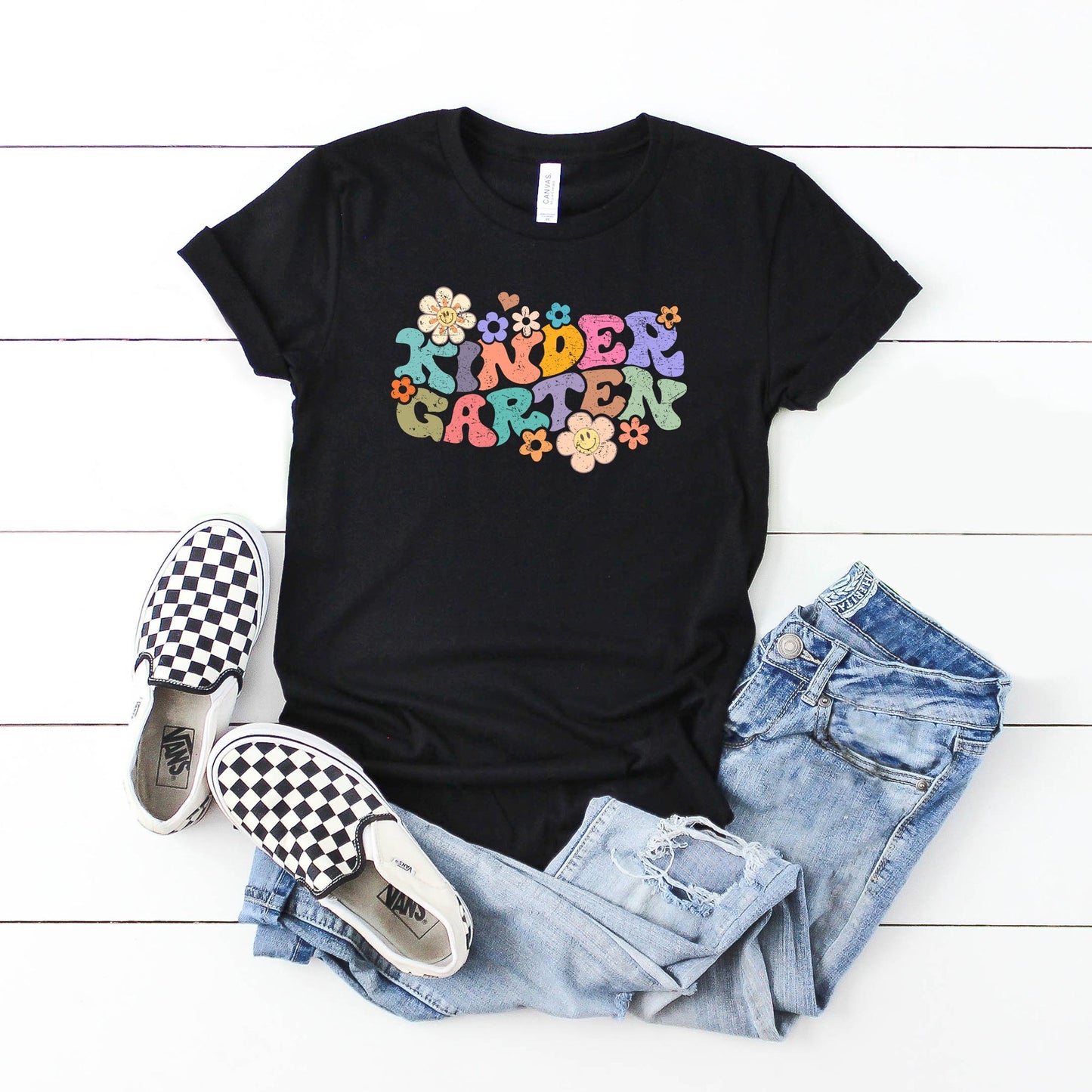 Kindergarten Flowers | Toddler Graphic Short Sleeve Tee by The Juniper Shop