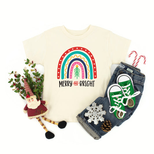 Merry And Bright Rainbow | Toddler Graphic Short Sleeve Tee by The Juniper Shop