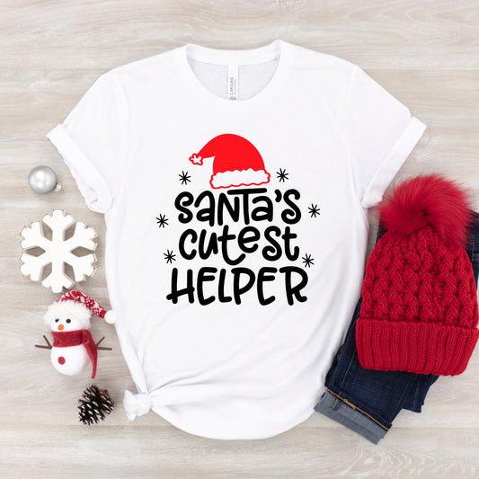 Santa's Cutest Helper | Youth Graphic Short Sleeve Tee by The Juniper Shop