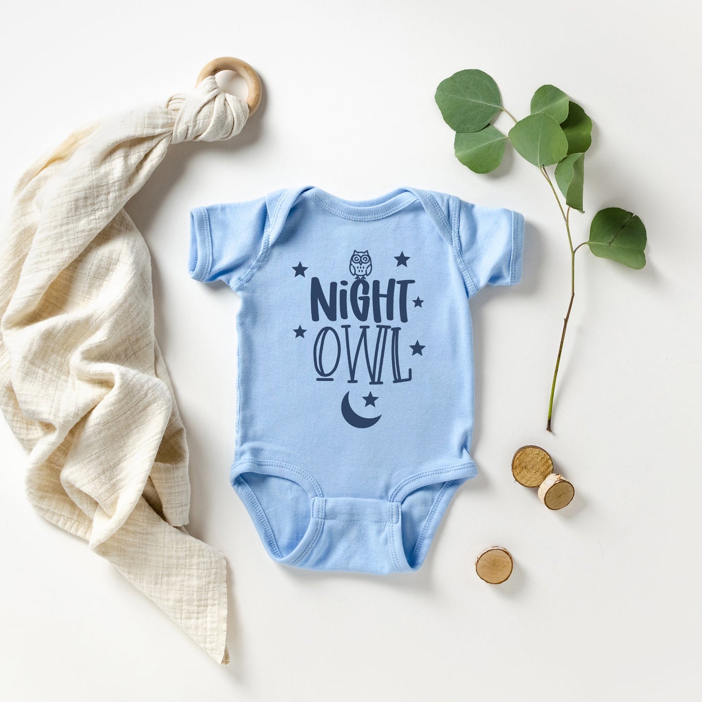 Night Owl | Baby Graphic Short Sleeve Onesie by The Juniper Shop