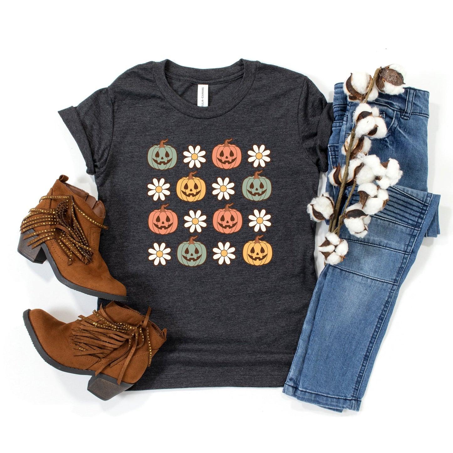 Pumpkin Daisies | Youth Graphic Short Sleeve Tee by The Juniper Shop