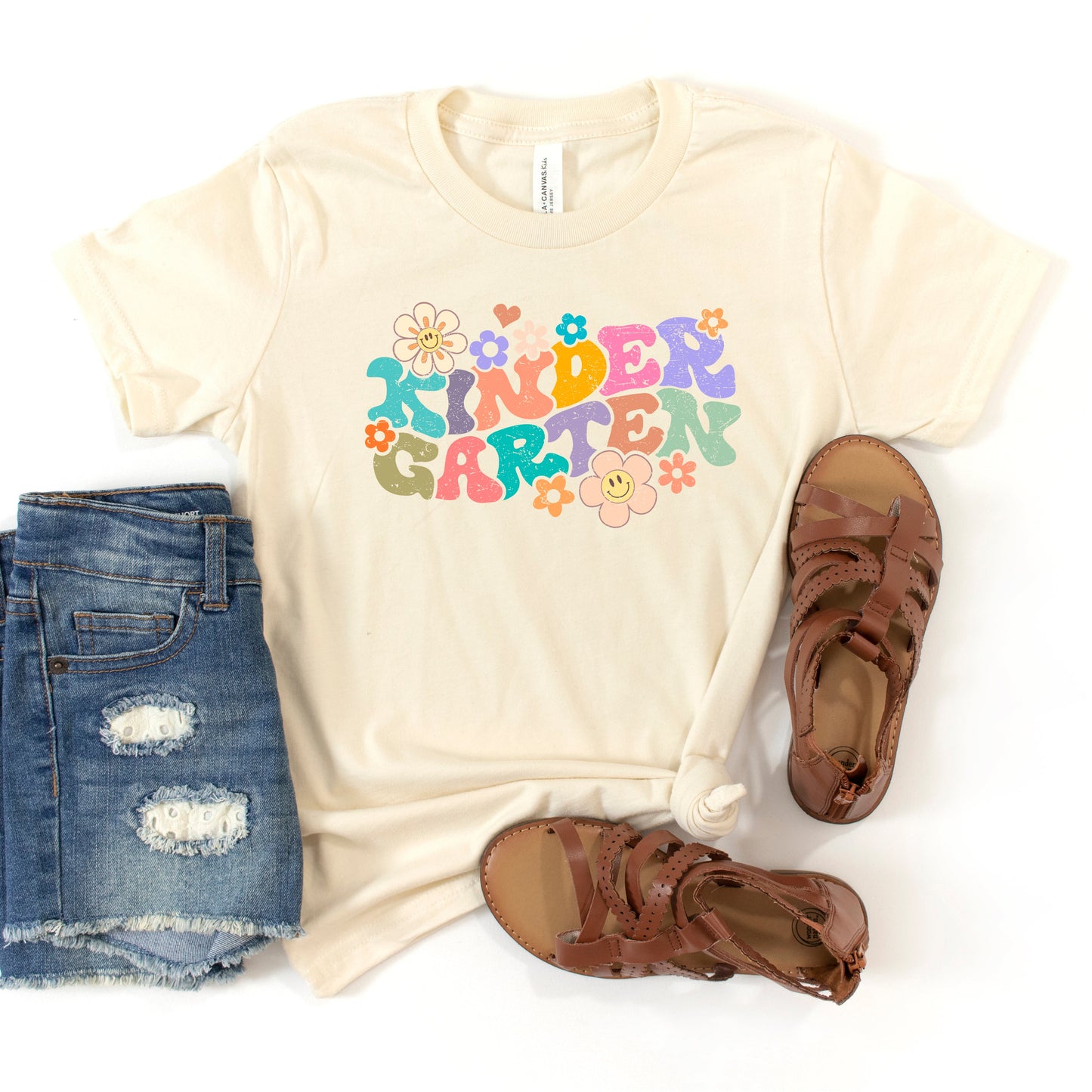 Kindergarten Flowers | Toddler Graphic Short Sleeve Tee by The Juniper Shop