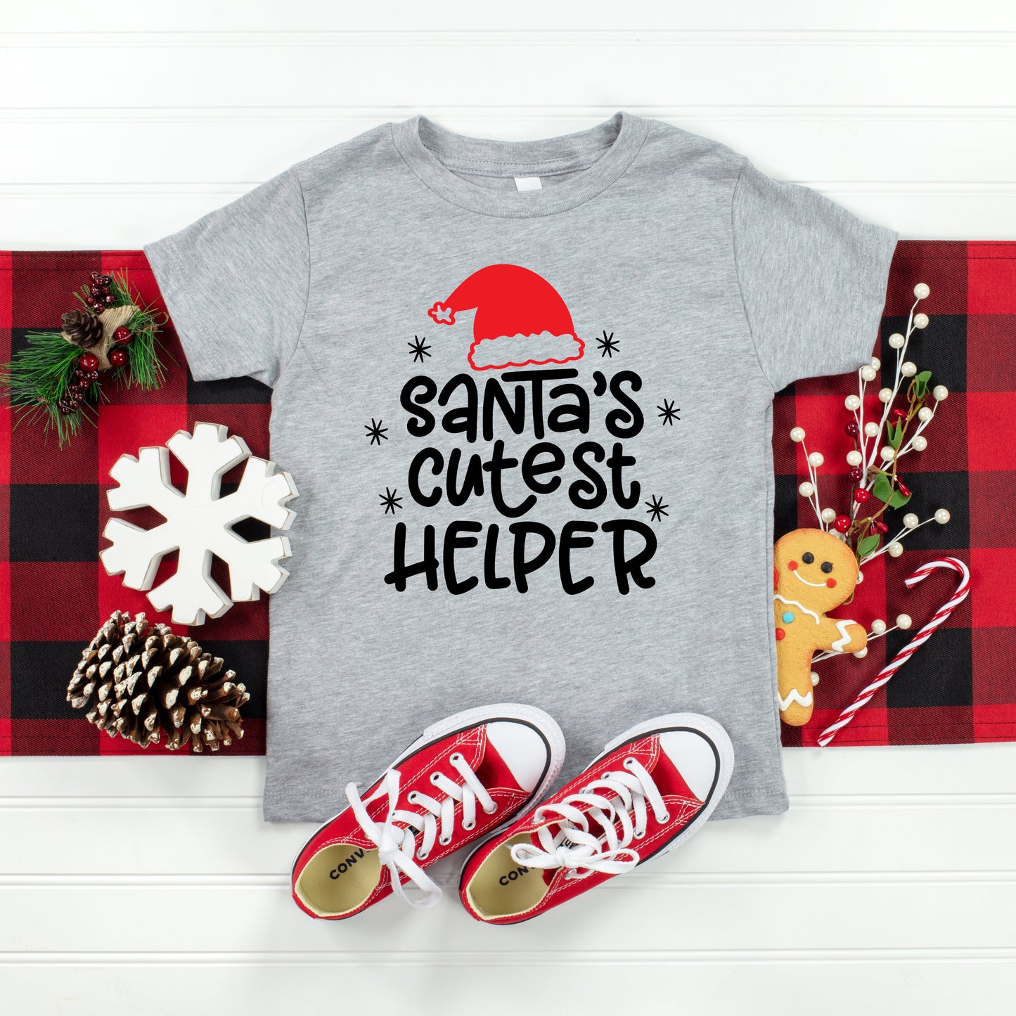 Santa's Cutest Helper | Youth Graphic Short Sleeve Tee by The Juniper Shop