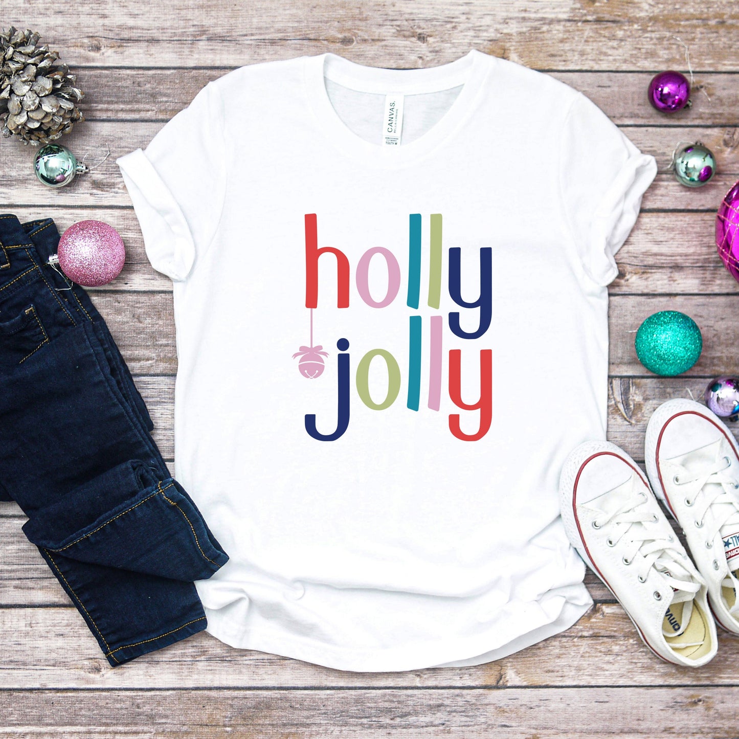 Holly Jolly | Youth Graphic Short Sleeve Tee by The Juniper Shop