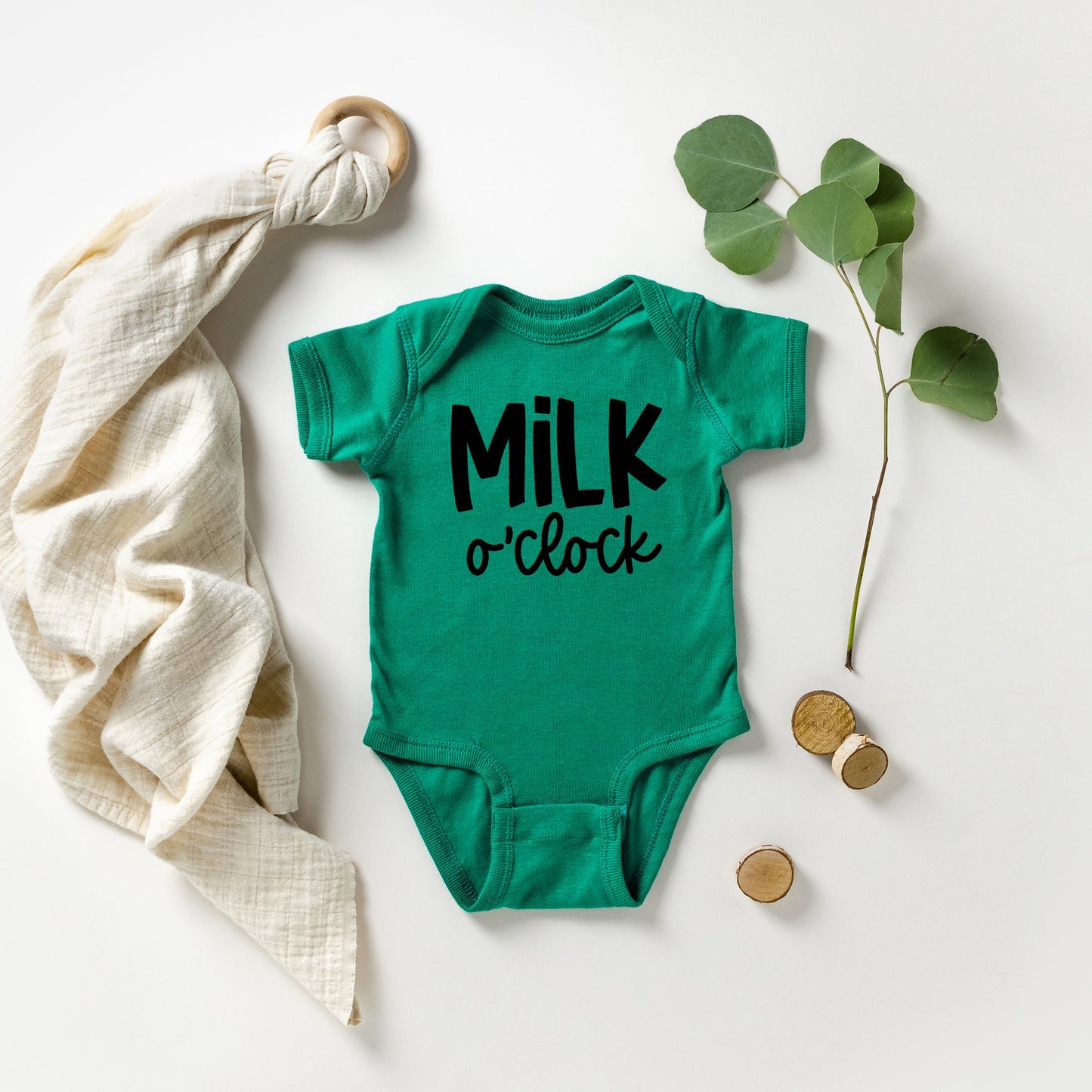 Milk O'Clock | Baby Graphic Short Sleeve Onesie by The Juniper Shop