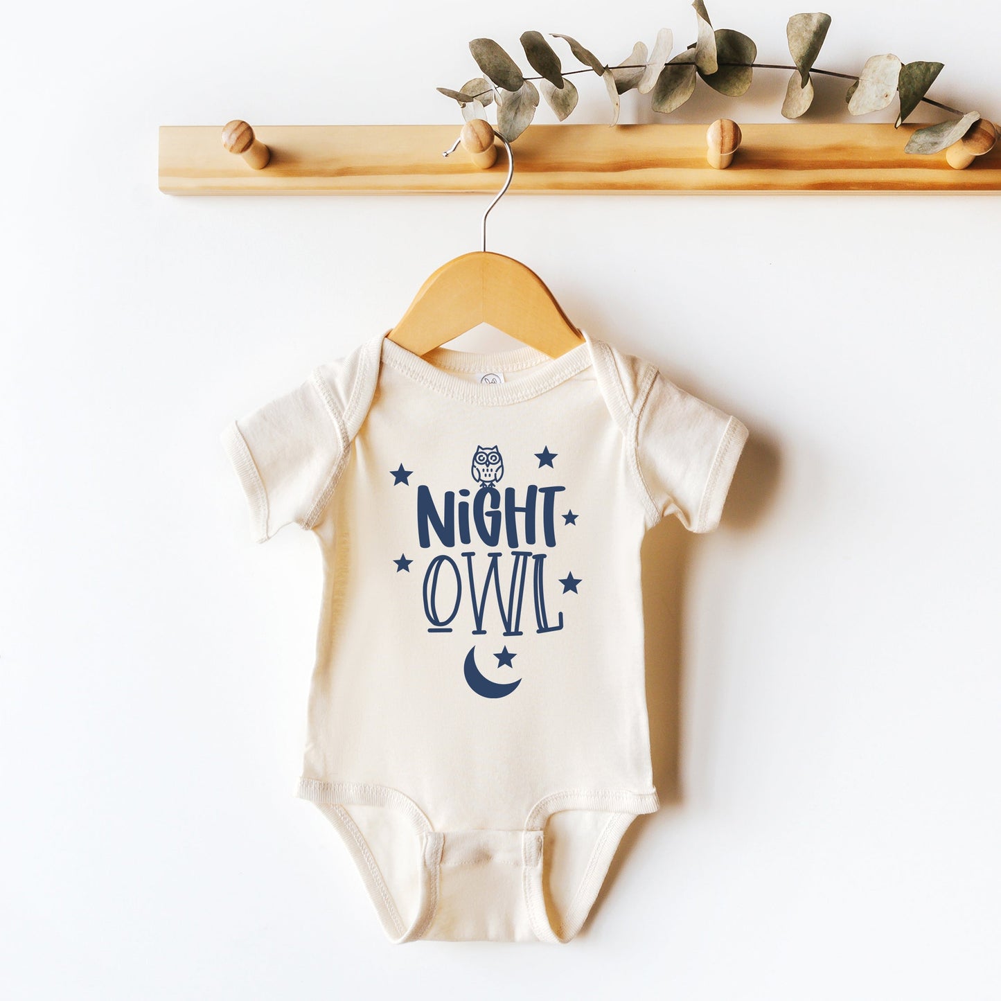 Night Owl | Baby Graphic Short Sleeve Onesie by The Juniper Shop