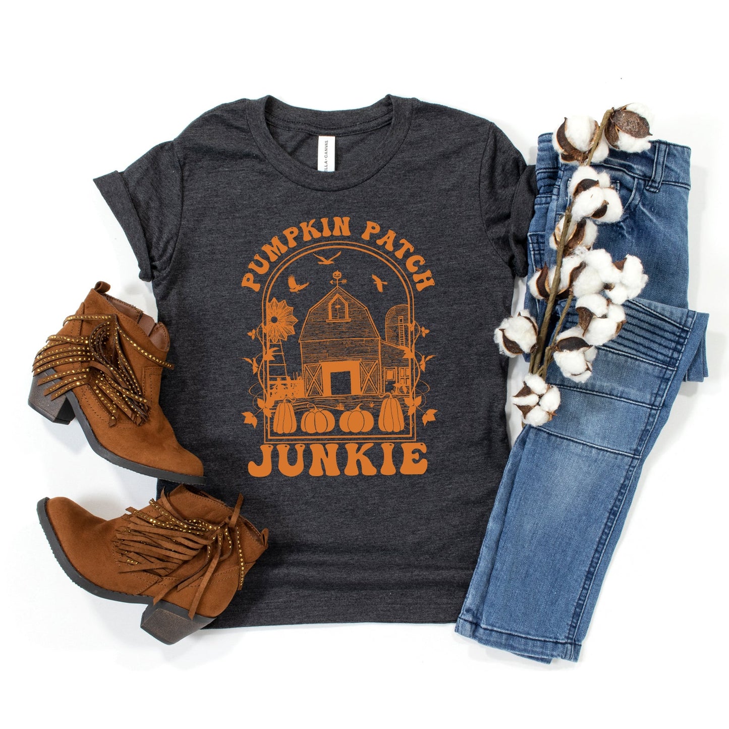 Pumpkin Patch Junkie | Youth Graphic Short Sleeve Tee by The Juniper Shop