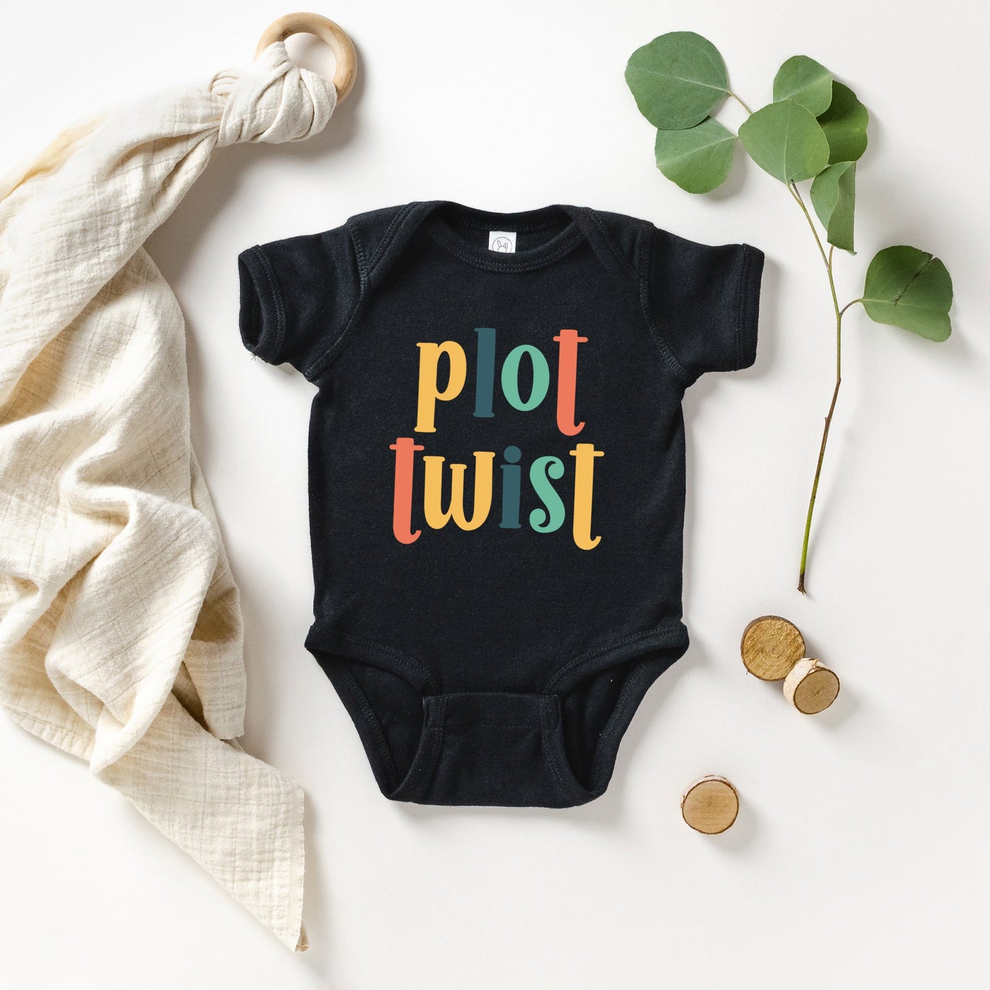 Plot Twist Colorful | Baby Graphic Short Sleeve Onesie by The Juniper Shop