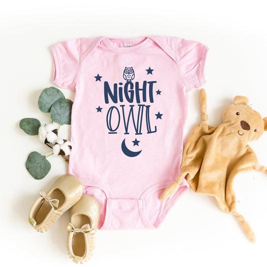 Night Owl | Baby Graphic Short Sleeve Onesie by The Juniper Shop