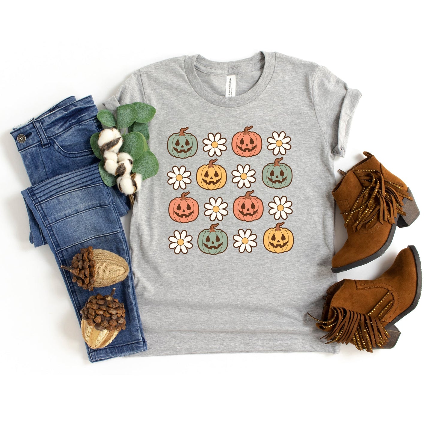 Pumpkin Daisies | Youth Graphic Short Sleeve Tee by The Juniper Shop