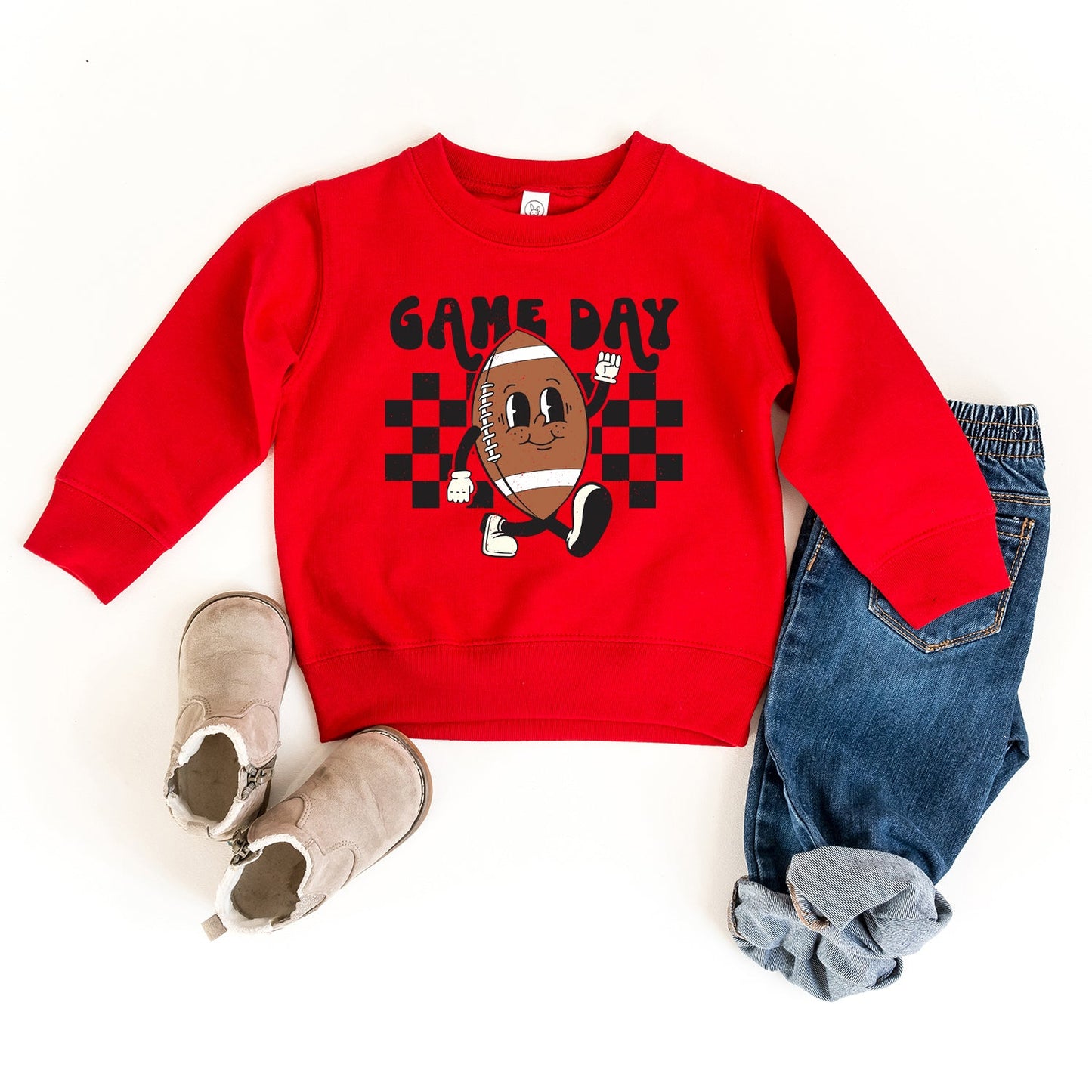 Football Game Day Checkered | Toddler Graphic Sweatshirt by The Juniper Shop