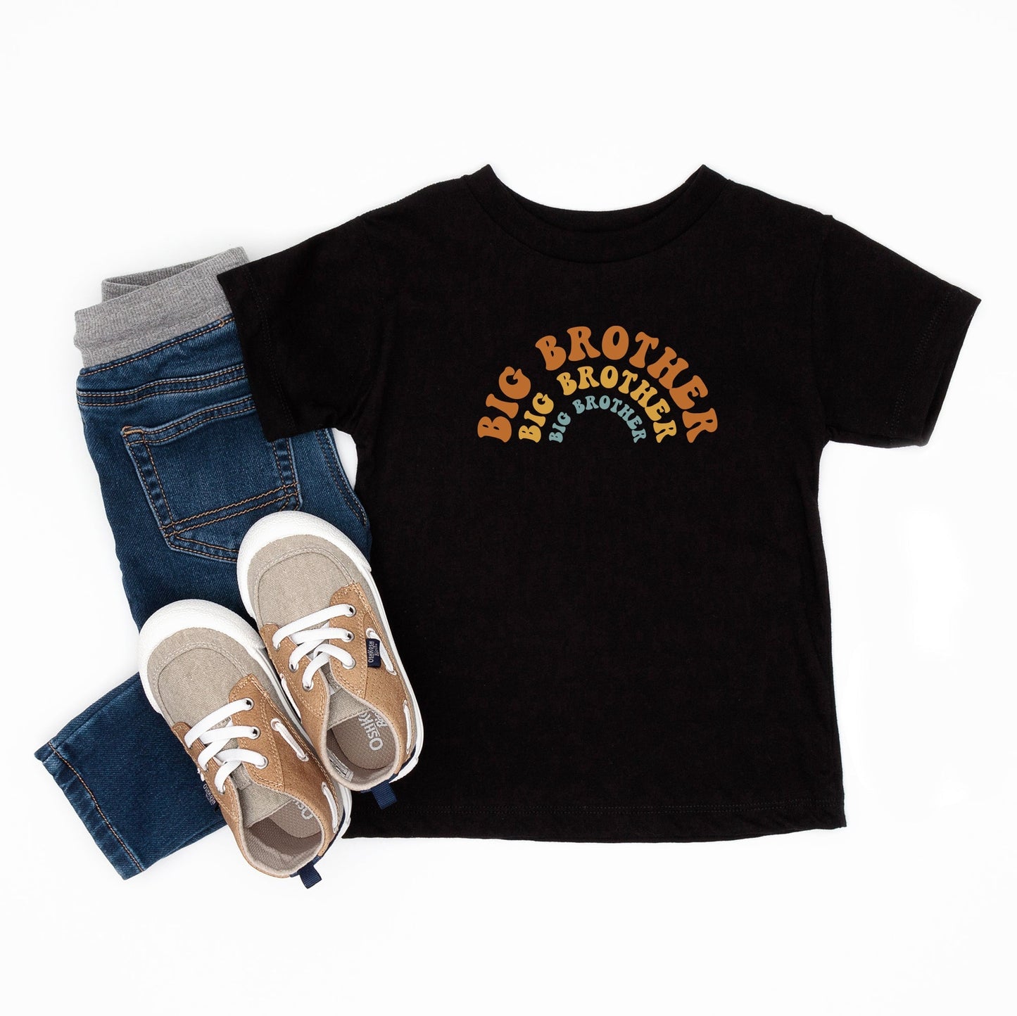 Big Brother Stacked Curved | Toddler Graphic Short Sleeve Tee by The Juniper Shop