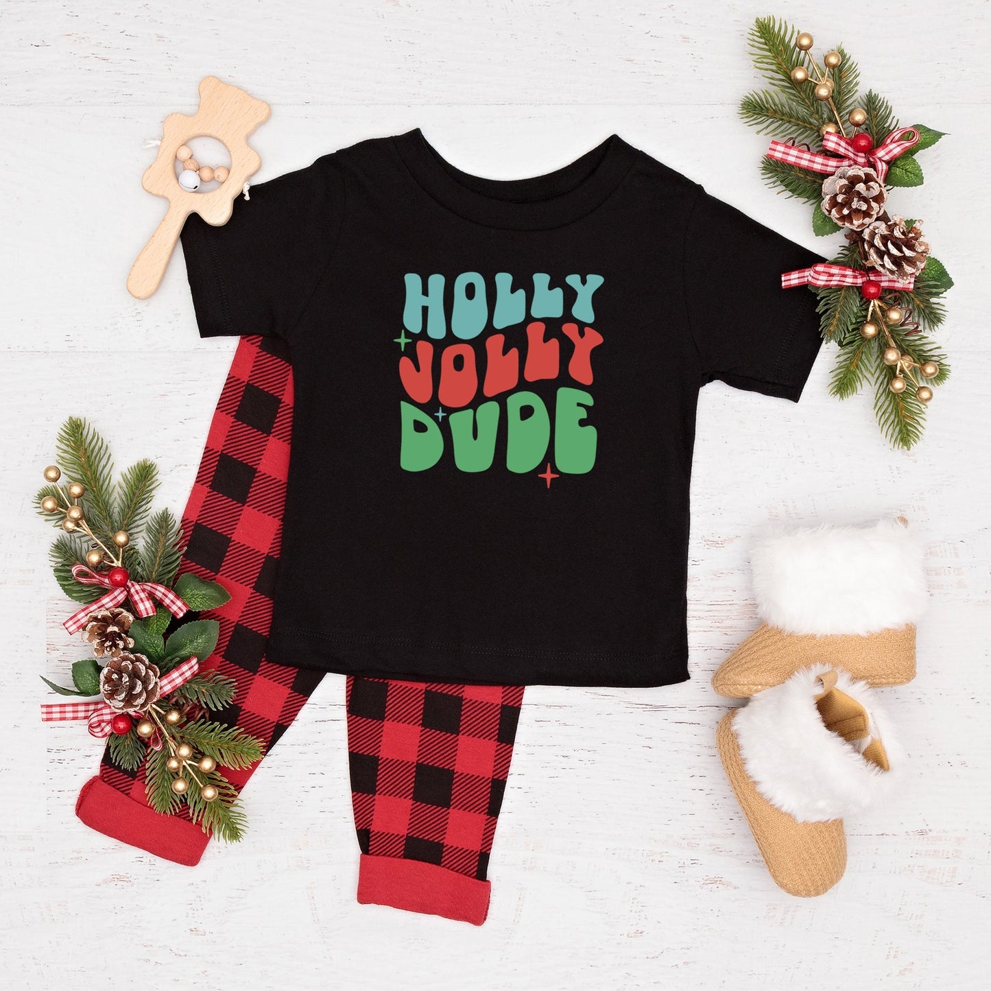 Holly Jolly Dude | Toddler Short Sleeve Crew Neck by The Juniper Shop