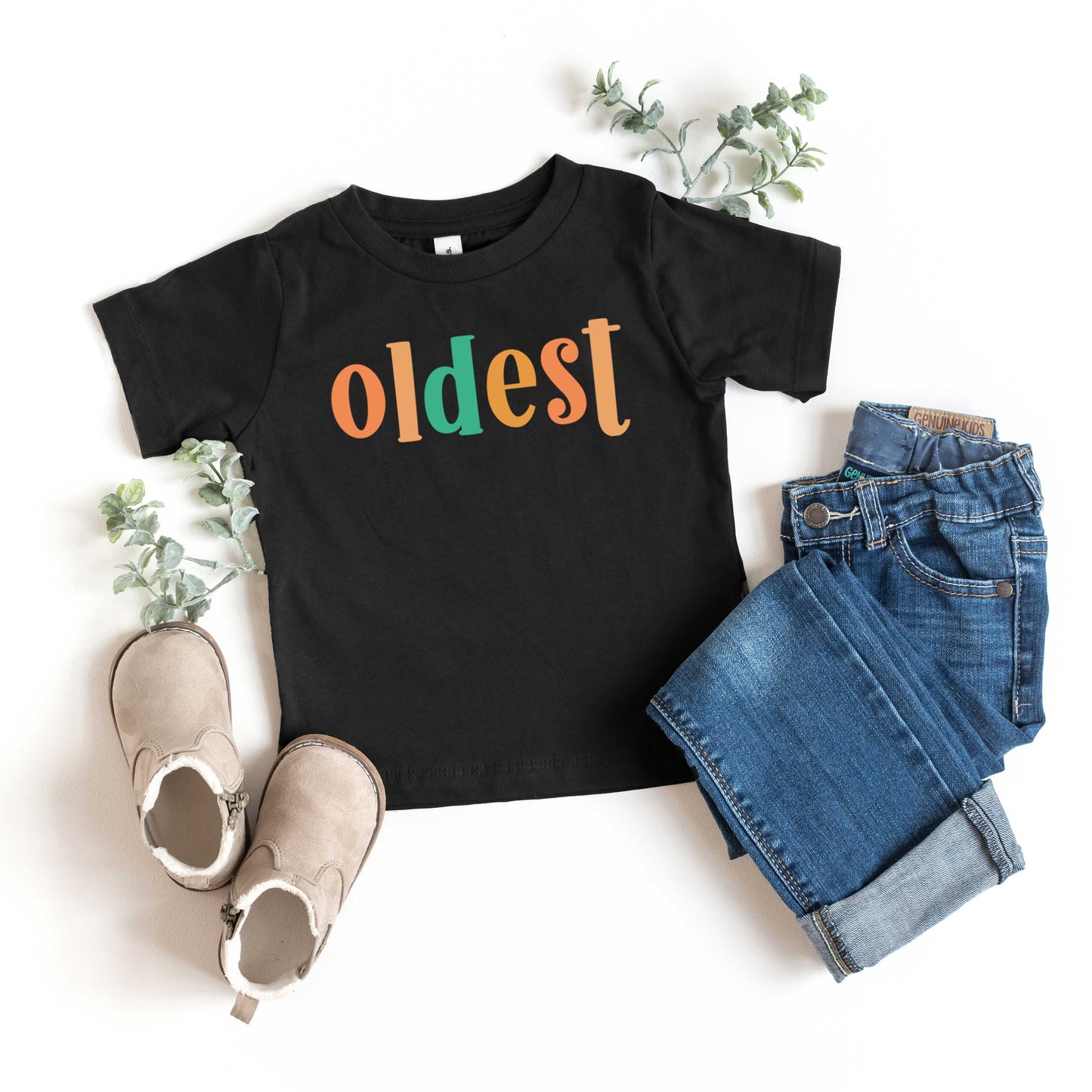 Oldest Colorful | Toddler Graphic Short Sleeve Tee by The Juniper Shop