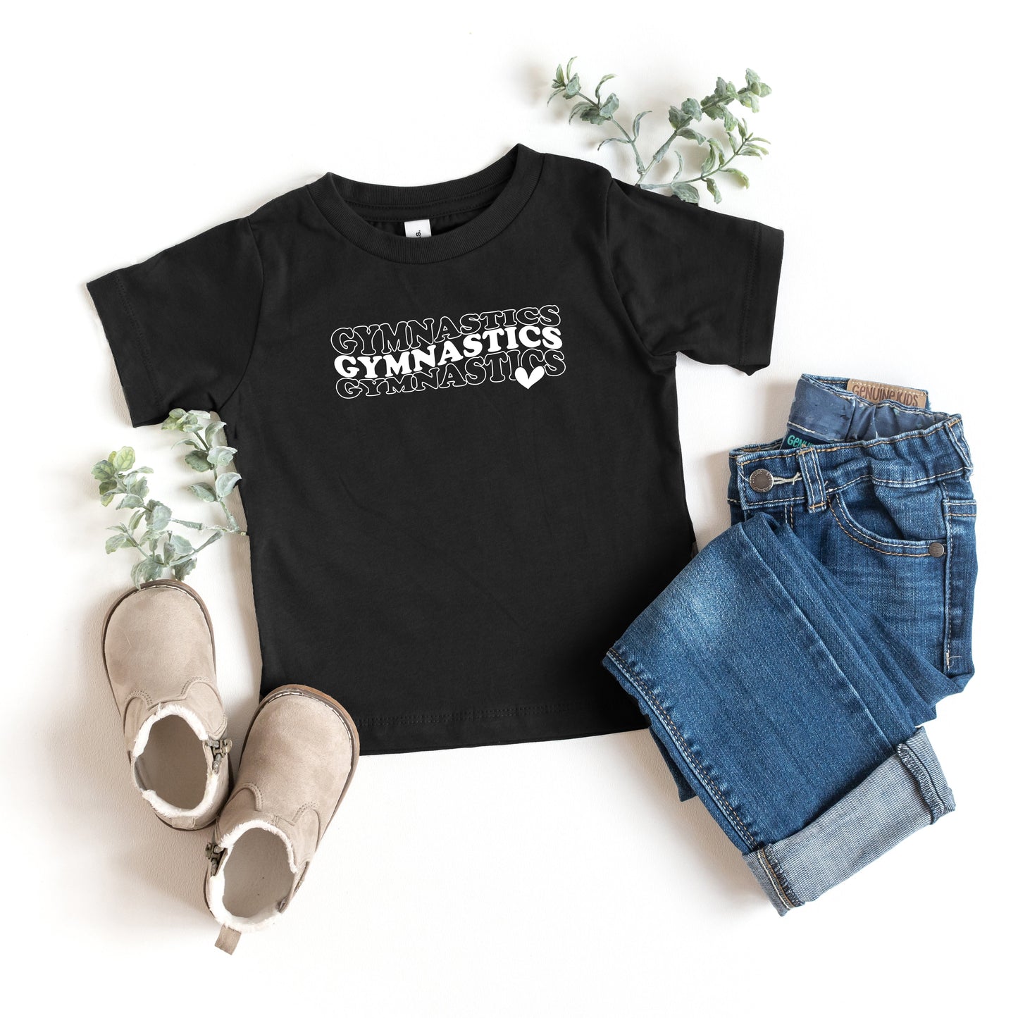 Gymnastics Stacked Heart | Toddler Short Sleeve Crew Neck by The Juniper Shop