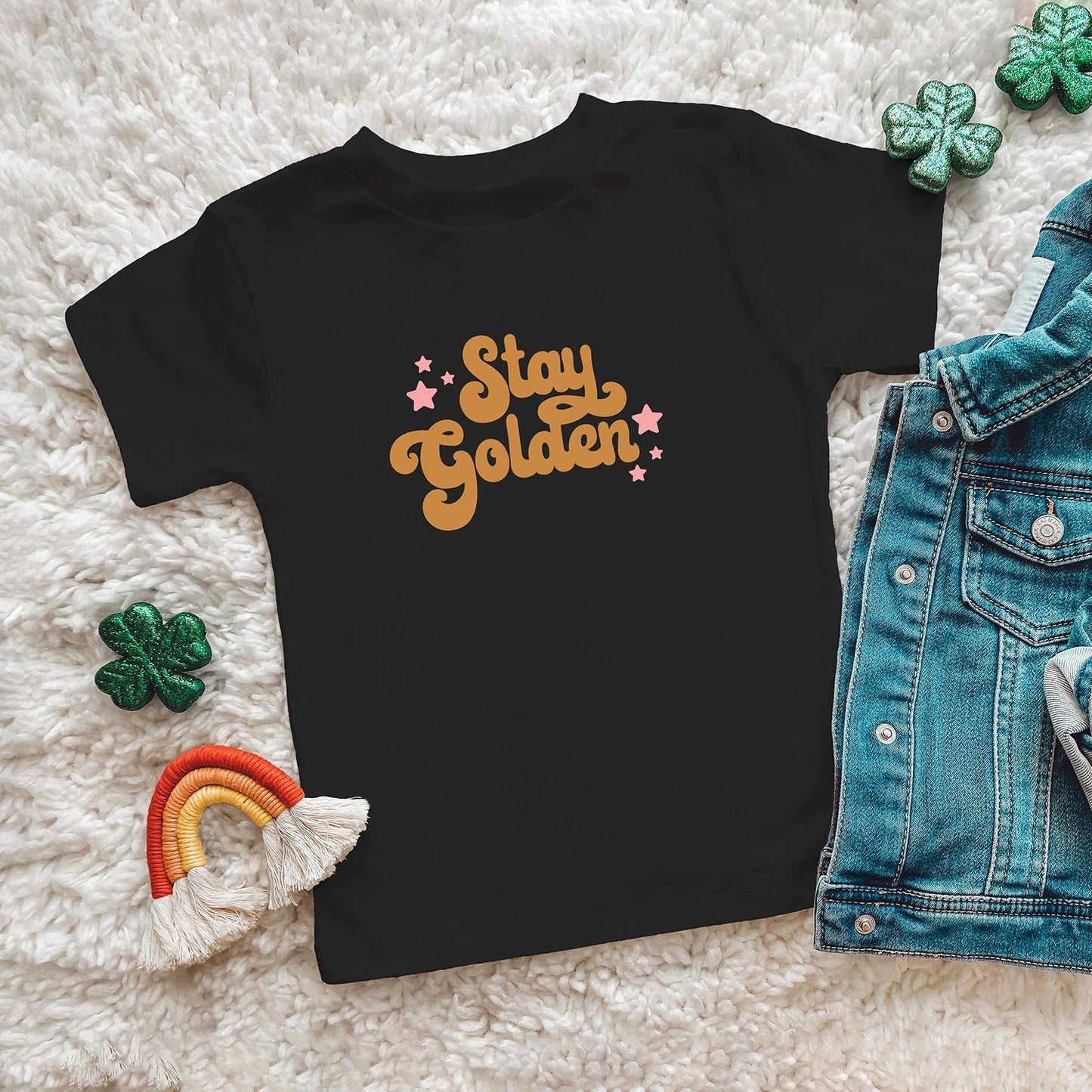 Stay Golden Stars | Toddler Short Sleeve Crew Neck by The Juniper Shop