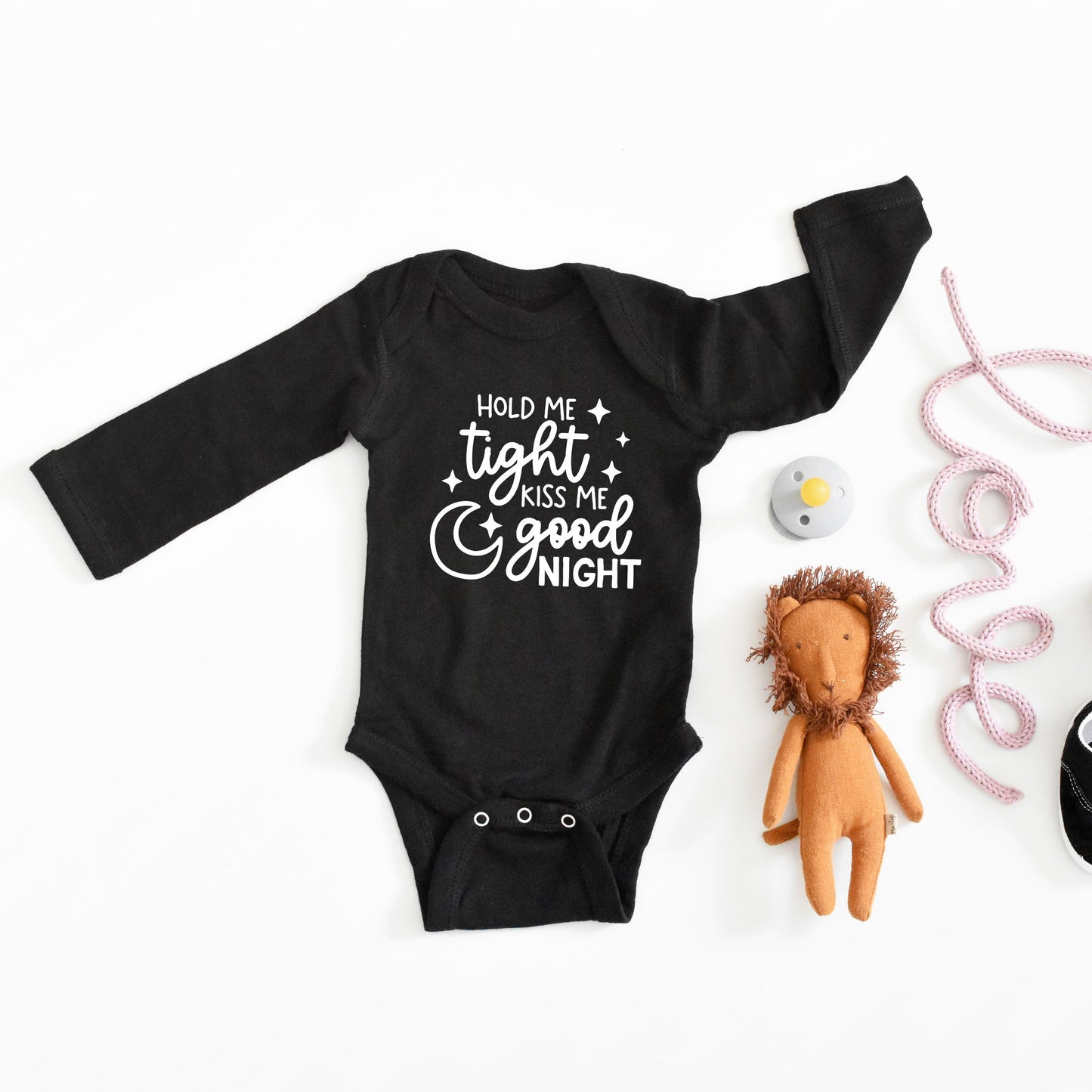 Hold Me Tight Kiss Me Good Night | Baby Long Sleeve Onesie by The Juniper Shop