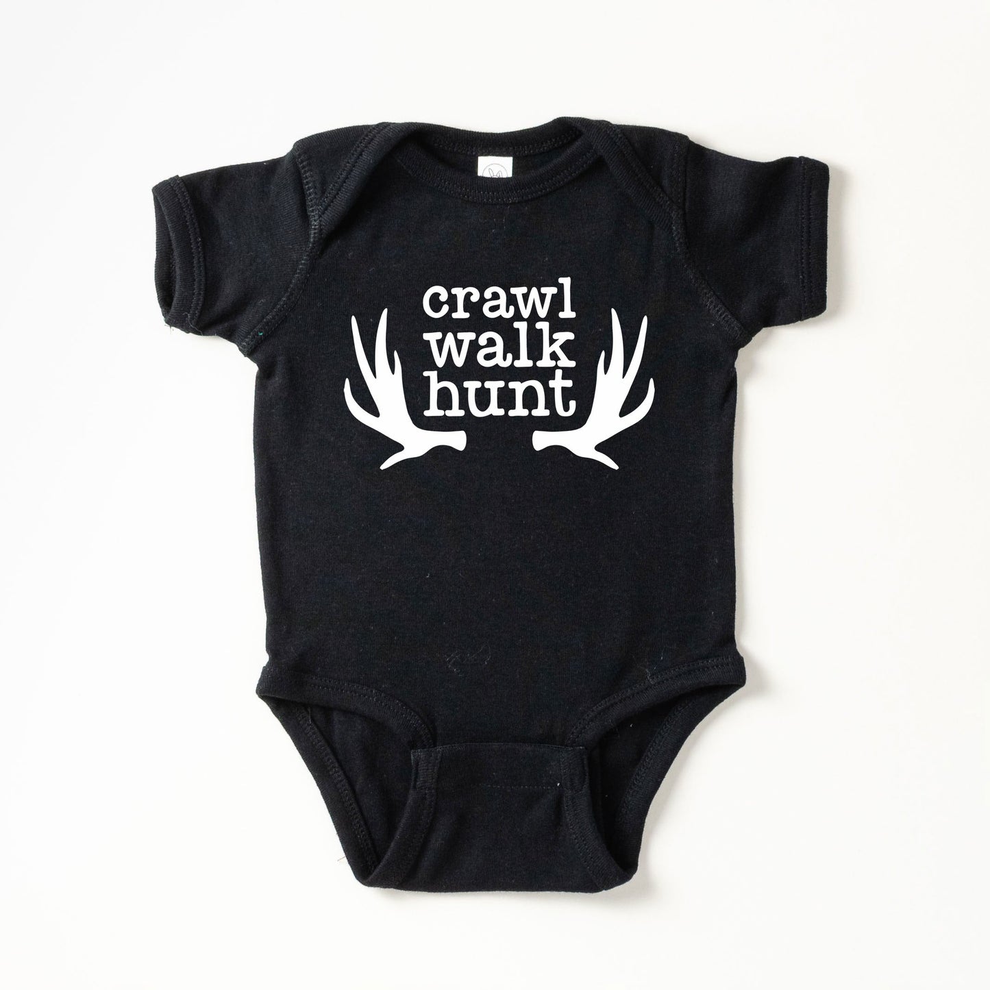 Crawl Walk Hunt | Baby Graphic Short Sleeve Onesie by The Juniper Shop