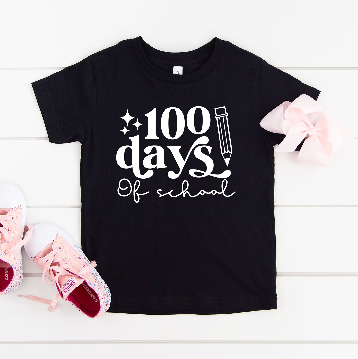 100 Days Of School Pencil | Toddler Graphic Short Sleeve Tee by The Juniper Shop