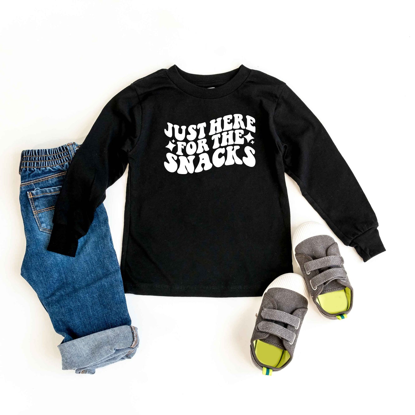 Here For The Snacks Stars | Toddler Long Sleeve Tee by The Juniper Shop