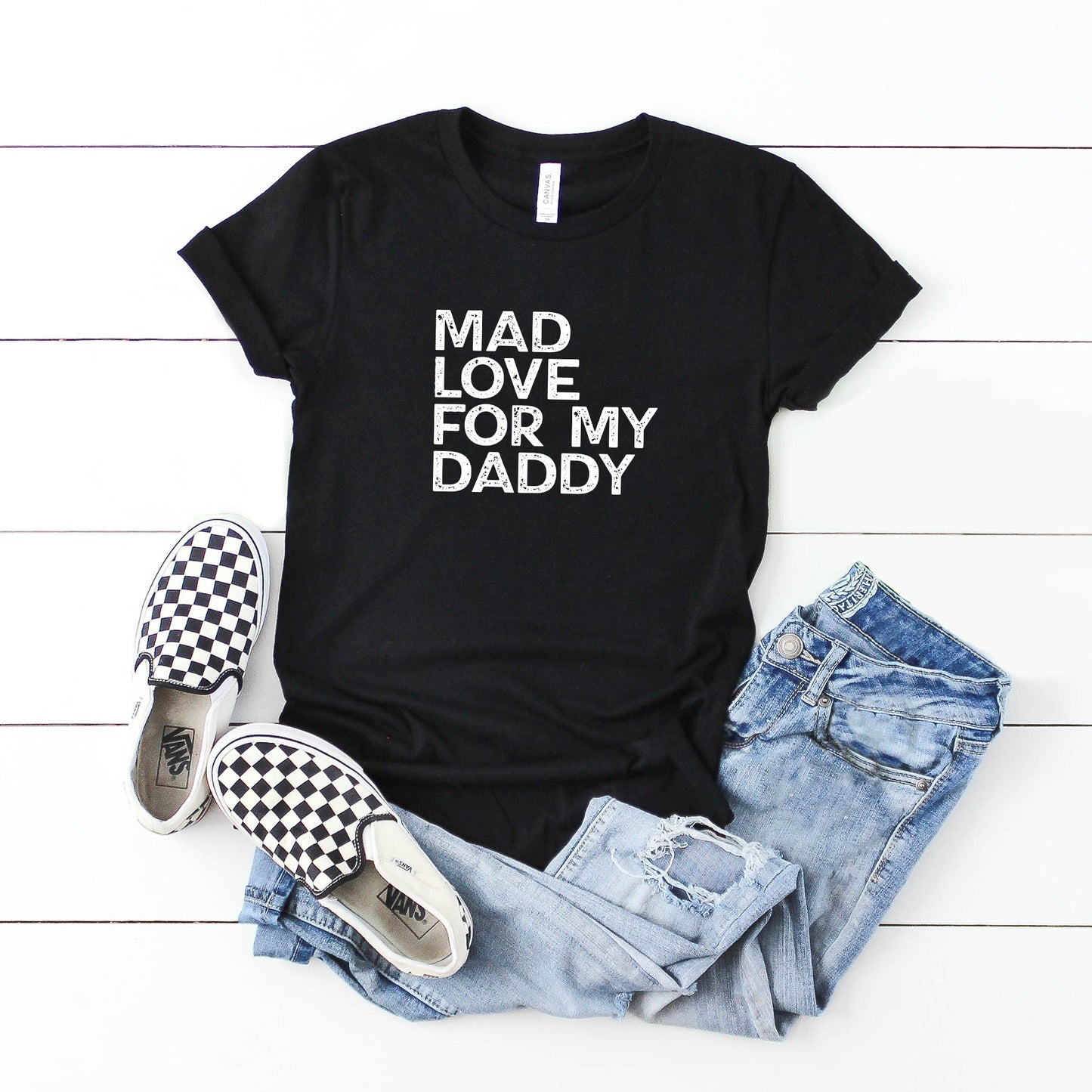 Mad Love For My Daddy Distressed | Youth Short Sleeve Crew Neck by The Juniper Shop