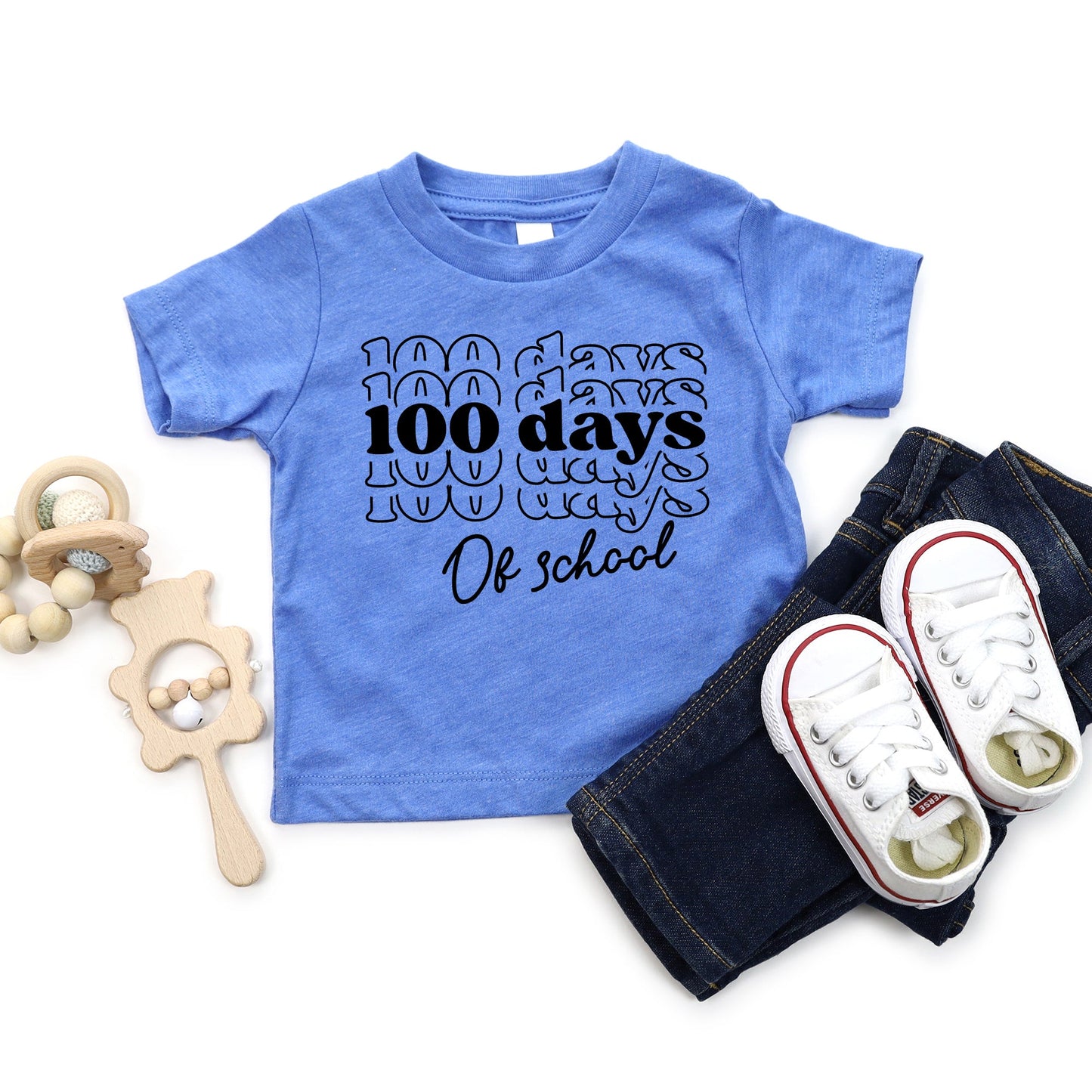 100 Days Of School Stacked | Youth Graphic Short Sleeve Tee by The Juniper Shop