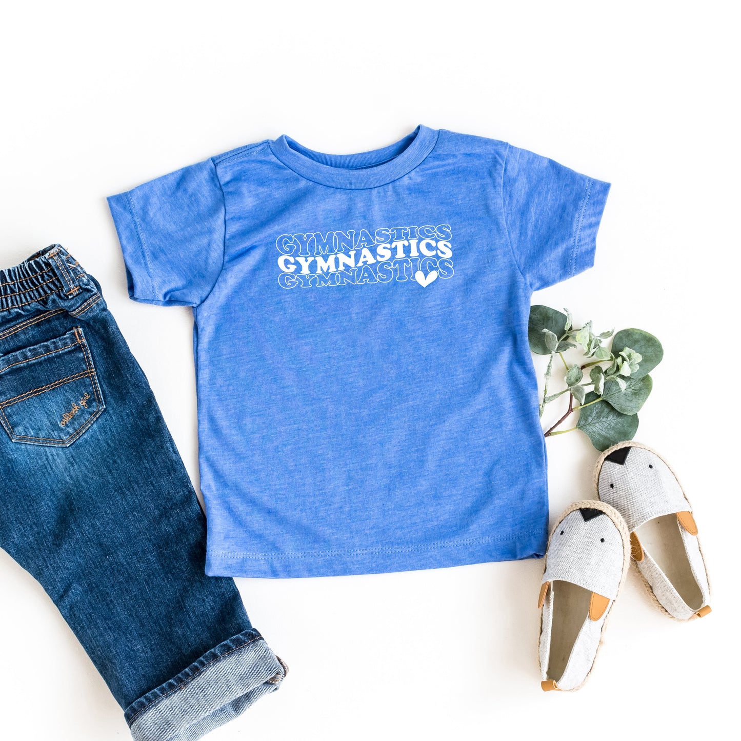 Gymnastics Stacked Heart | Toddler Short Sleeve Crew Neck by The Juniper Shop