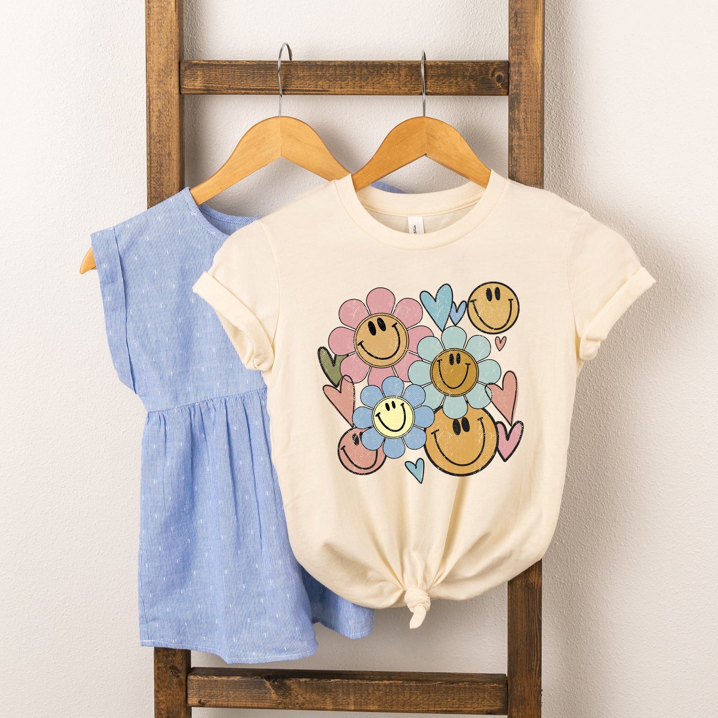 Flower Smiley Face | Toddler Graphic Short Sleeve Tee by The Juniper Shop