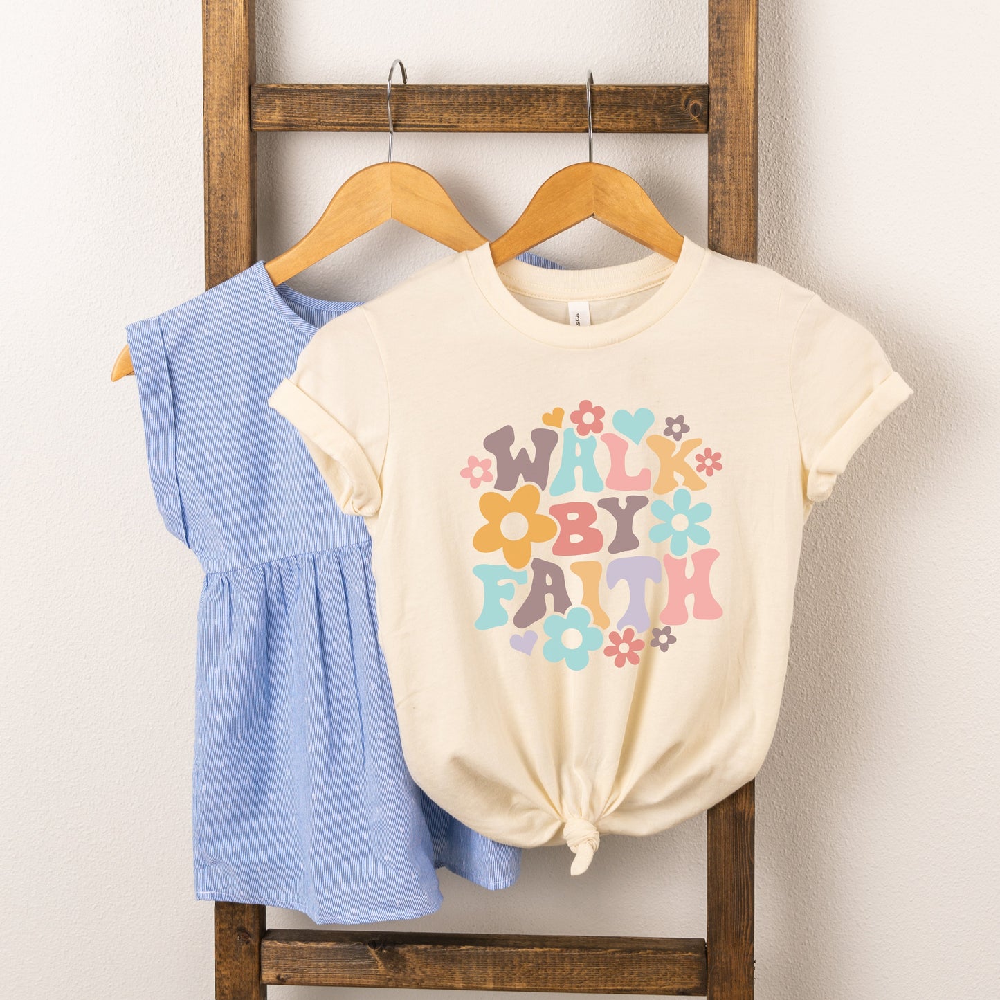 Walk By Faith Flowers | Toddler Short Sleeve Crew Neck by The Juniper Shop