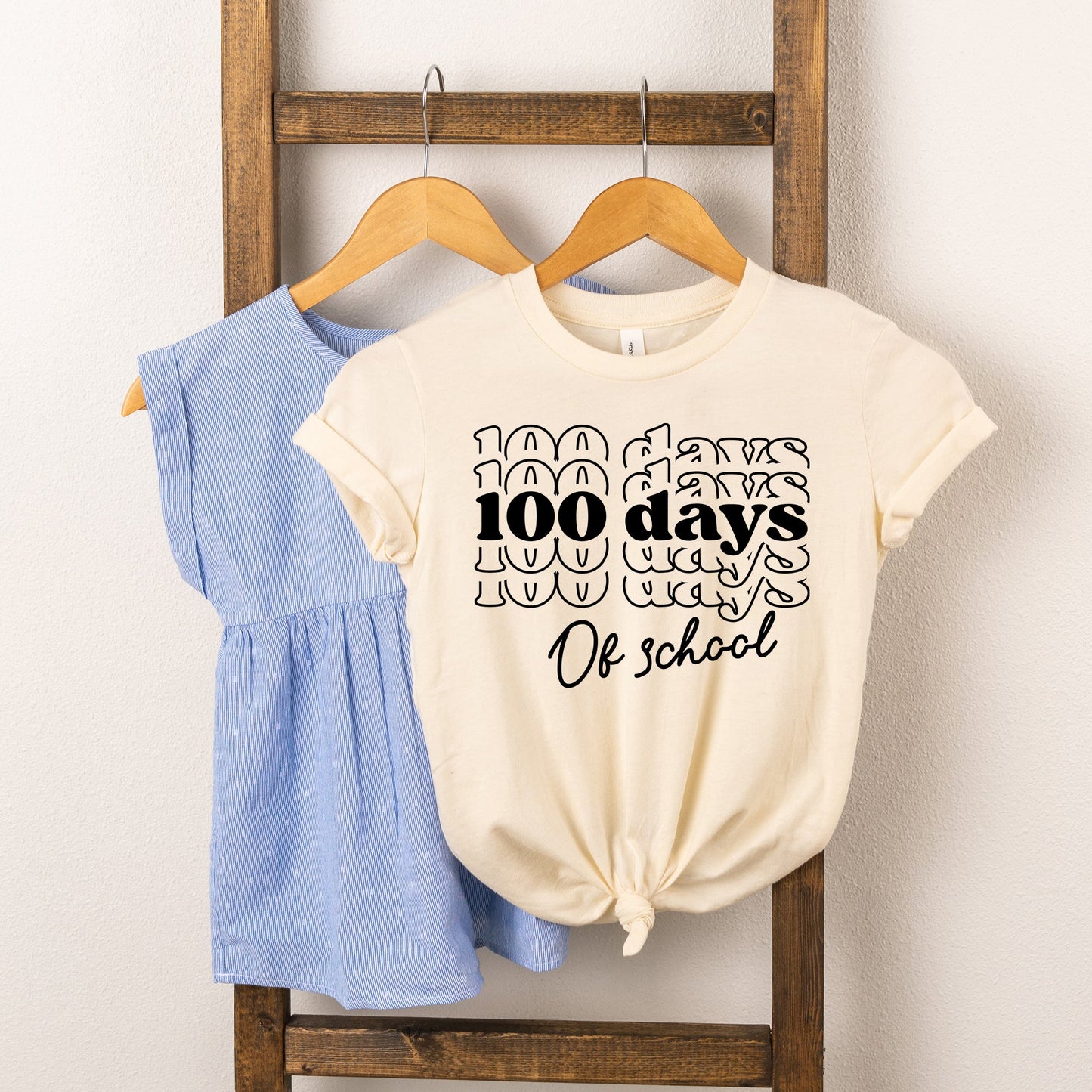 100 Days Of School Stacked | Youth Graphic Short Sleeve Tee by The Juniper Shop