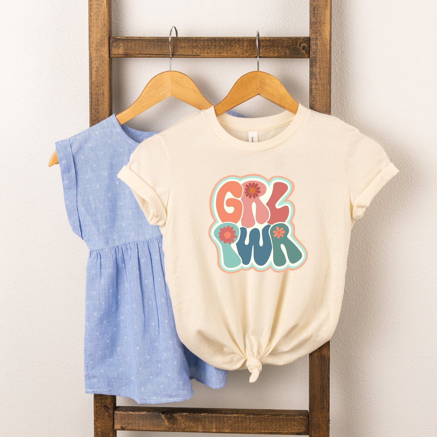 Retro Girl Power Colorful | Youth Short Sleeve Crew Neck by The Juniper Shop