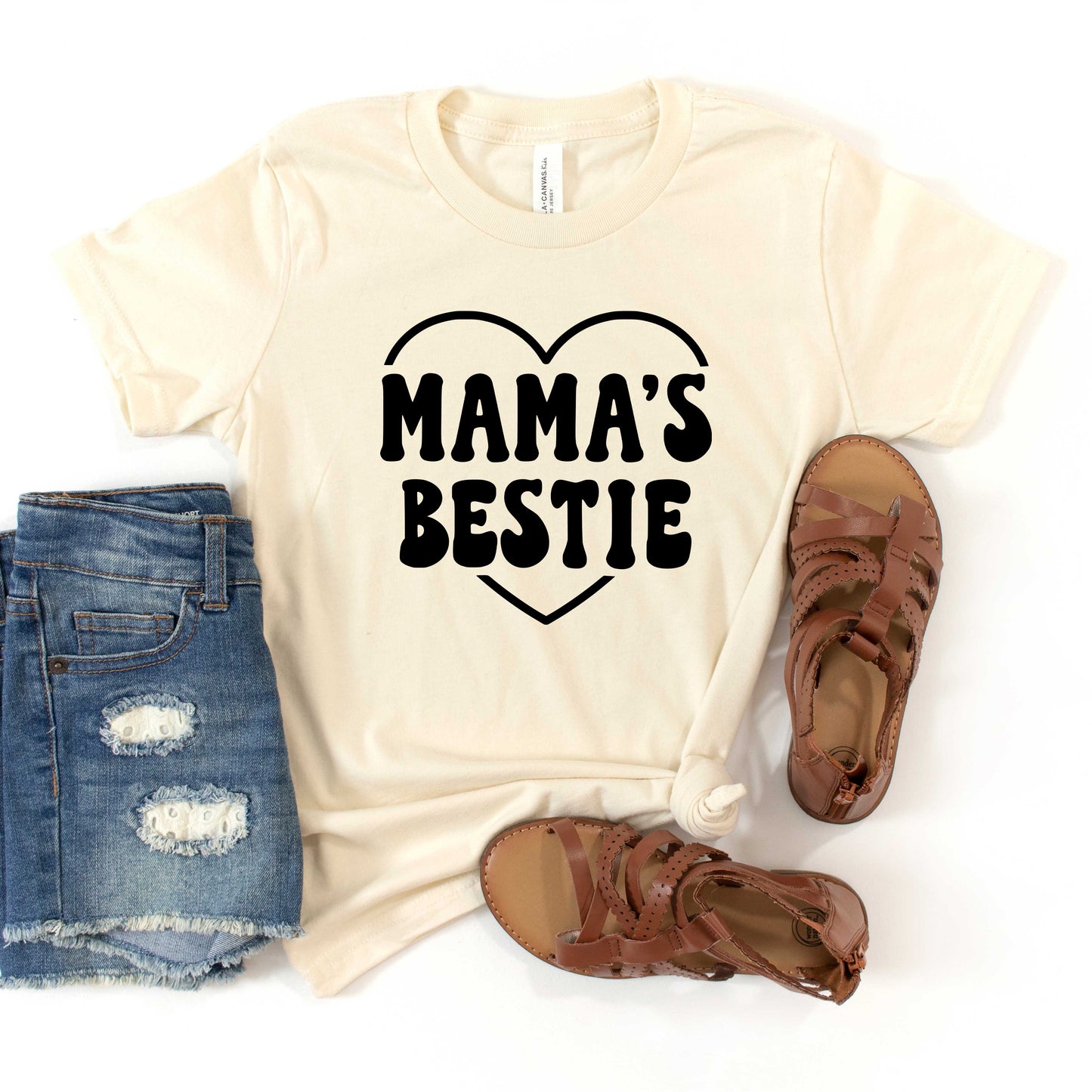 Mama's Bestie Heart | Youth Short Sleeve Crew Neck by The Juniper Shop