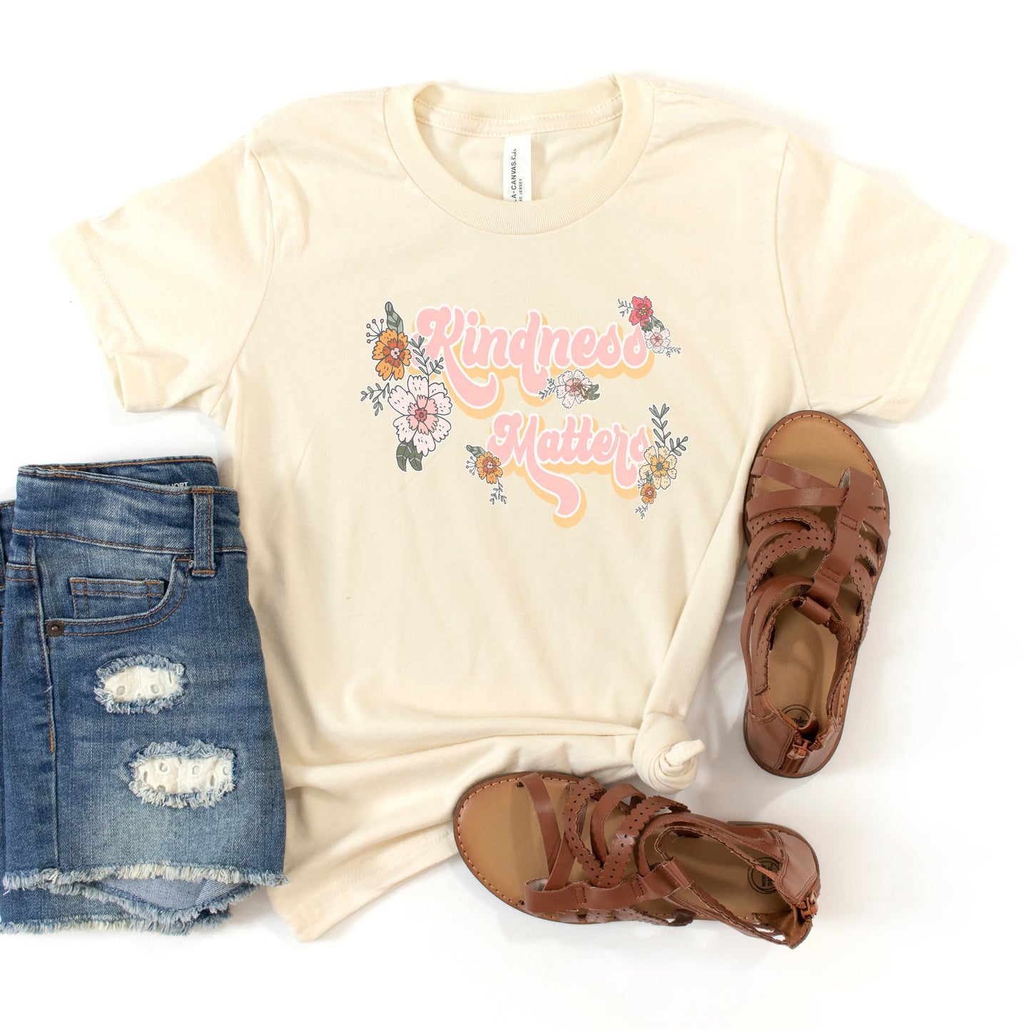 Kindness Matters Floral | Youth Short Sleeve Crew Neck by The Juniper Shop