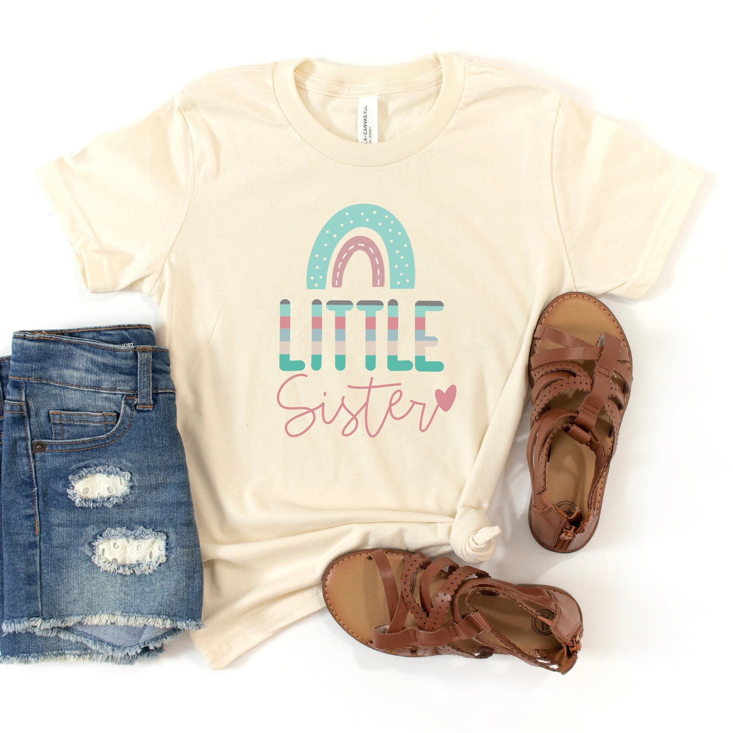 Little Sister Rainbow | Youth Short Sleeve Crew Neck by The Juniper Shop