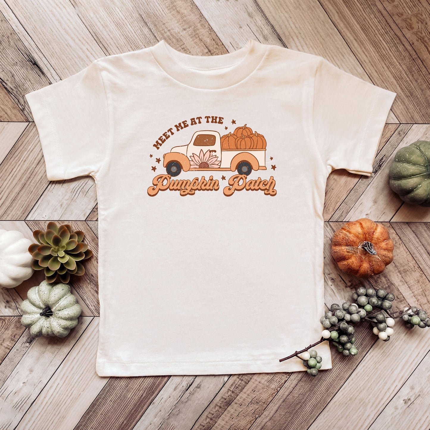 Meet Me Pumpkin Patch Colorful | Toddler Short Sleeve Crew Neck by The Juniper Shop