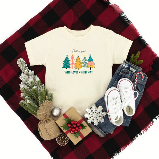 Just A Girl Who Loves Christmas | Toddler Short Sleeve Crew Neck by The Juniper Shop