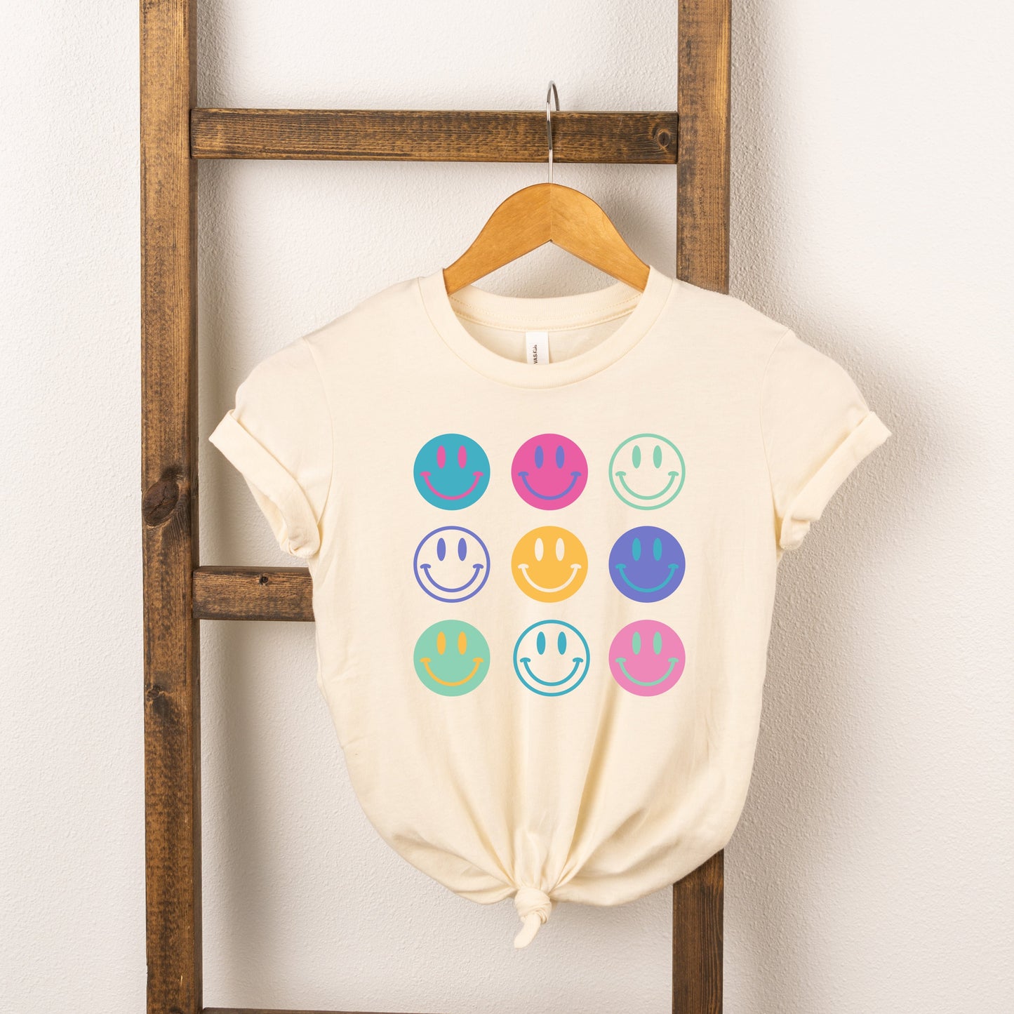 Stacked Smiley Faces | Youth Short Sleeve Crew Neck by The Juniper Shop