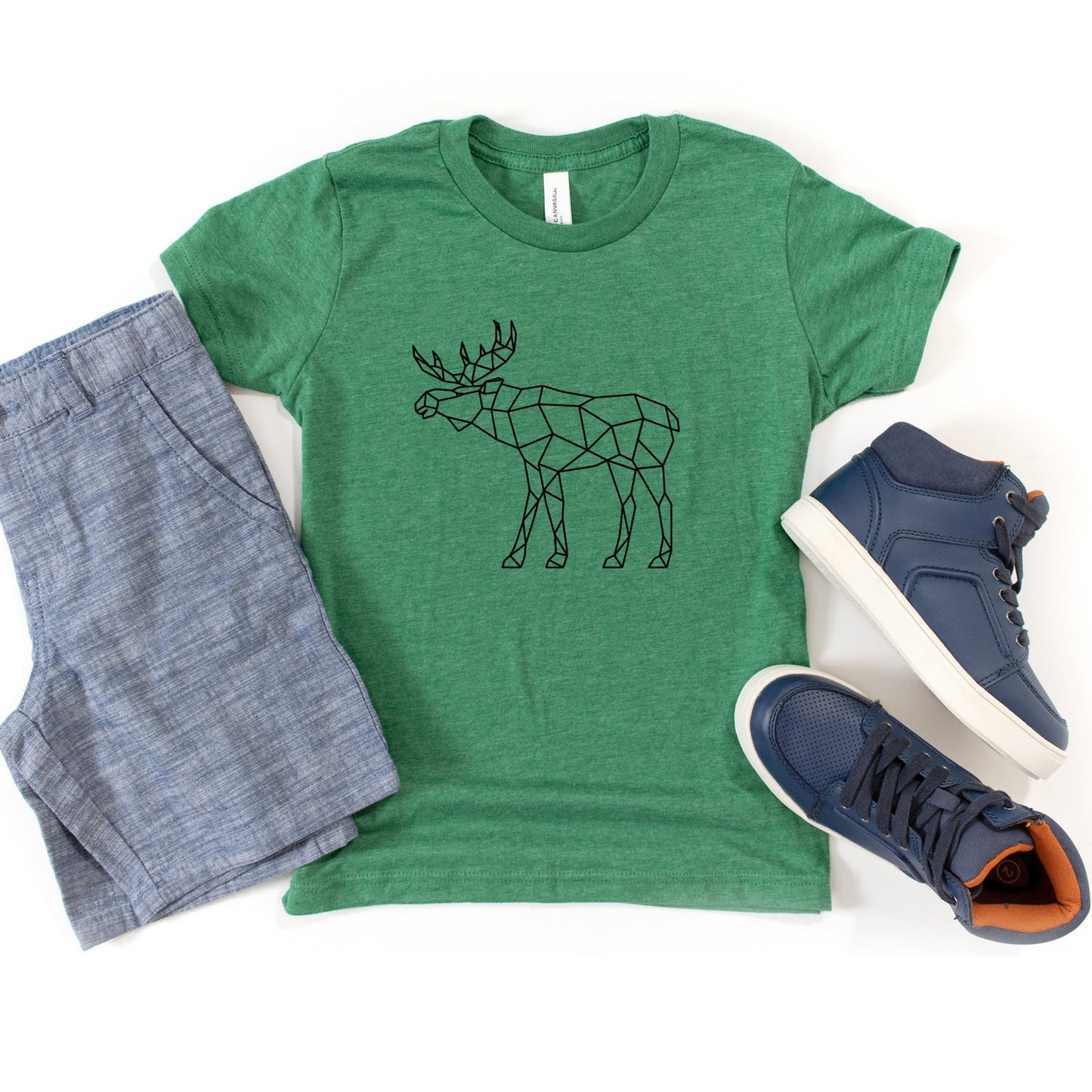 Geometric Moose | Youth Short Sleeve Crew Neck by The Juniper Shop