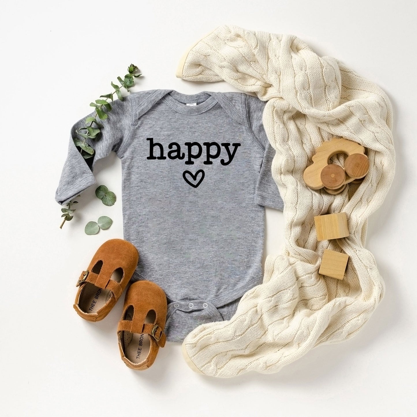 Happy Heart | Baby Long Sleeve Onesie by The Juniper Shop