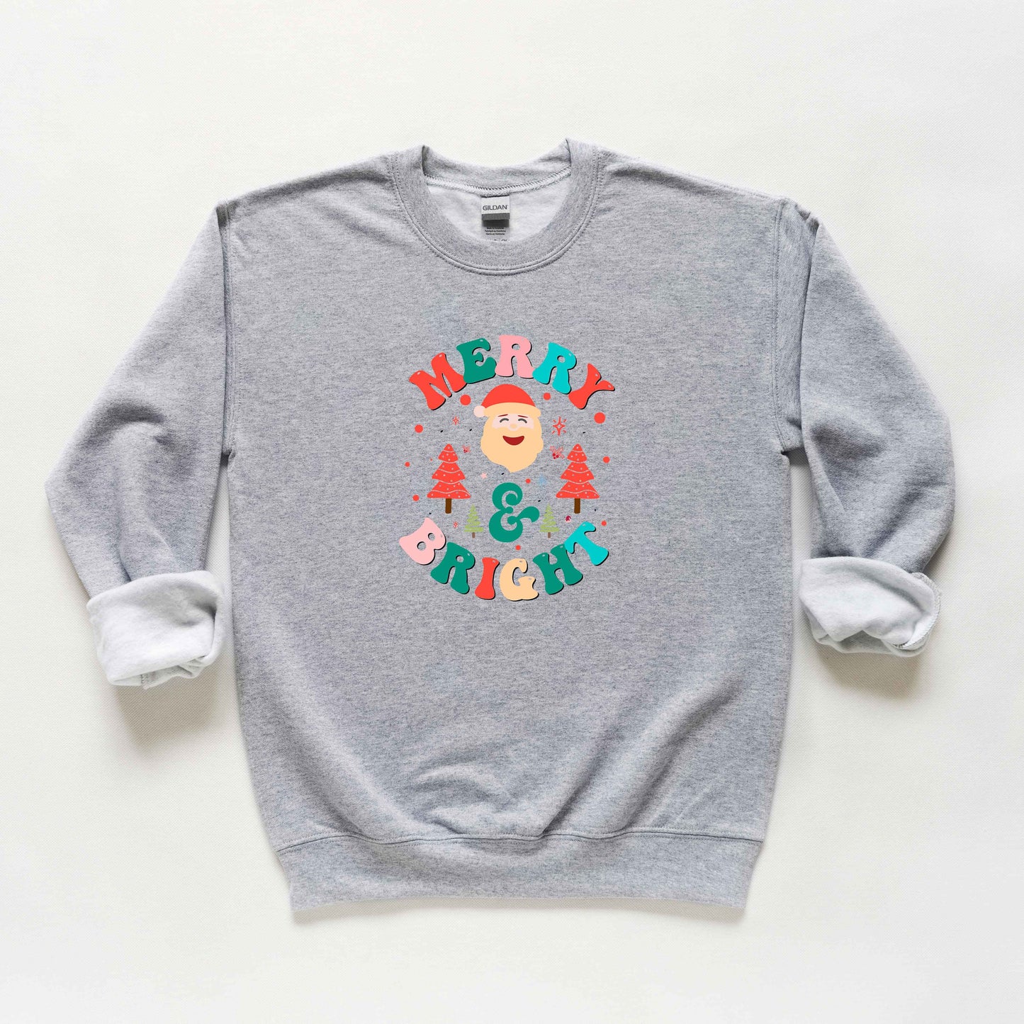 Retro Merry And Bright Santa | Youth Sweatshirt by The Juniper Shop