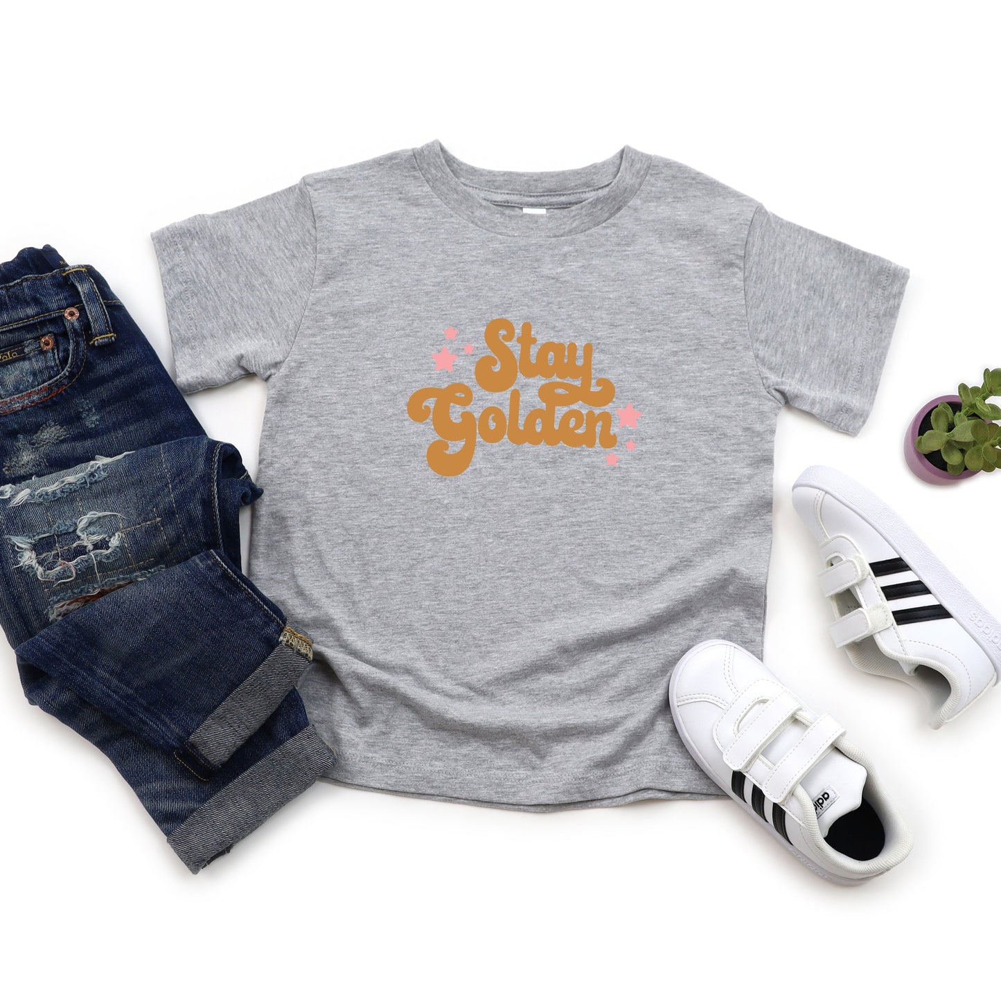 Stay Golden Stars | Toddler Short Sleeve Crew Neck by The Juniper Shop