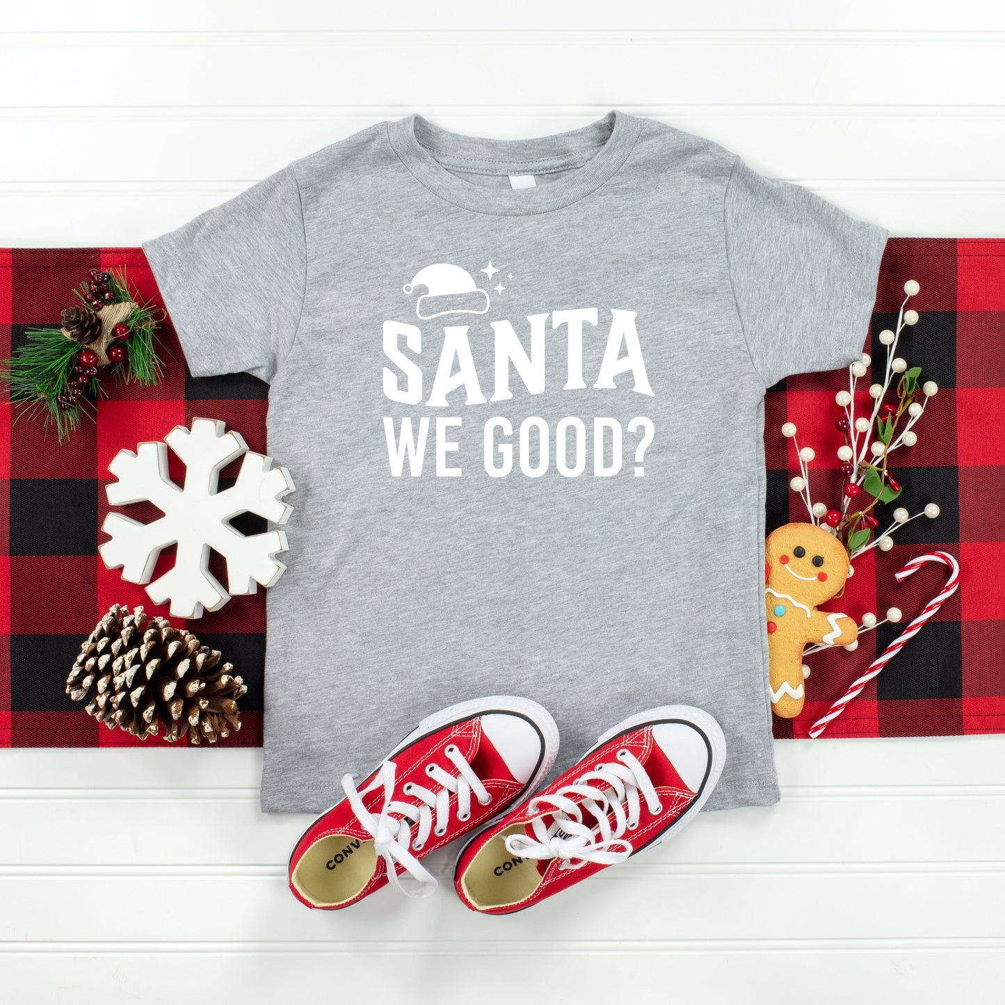 Santa We Good? | Toddler Short Sleeve Crew Neck by The Juniper Shop