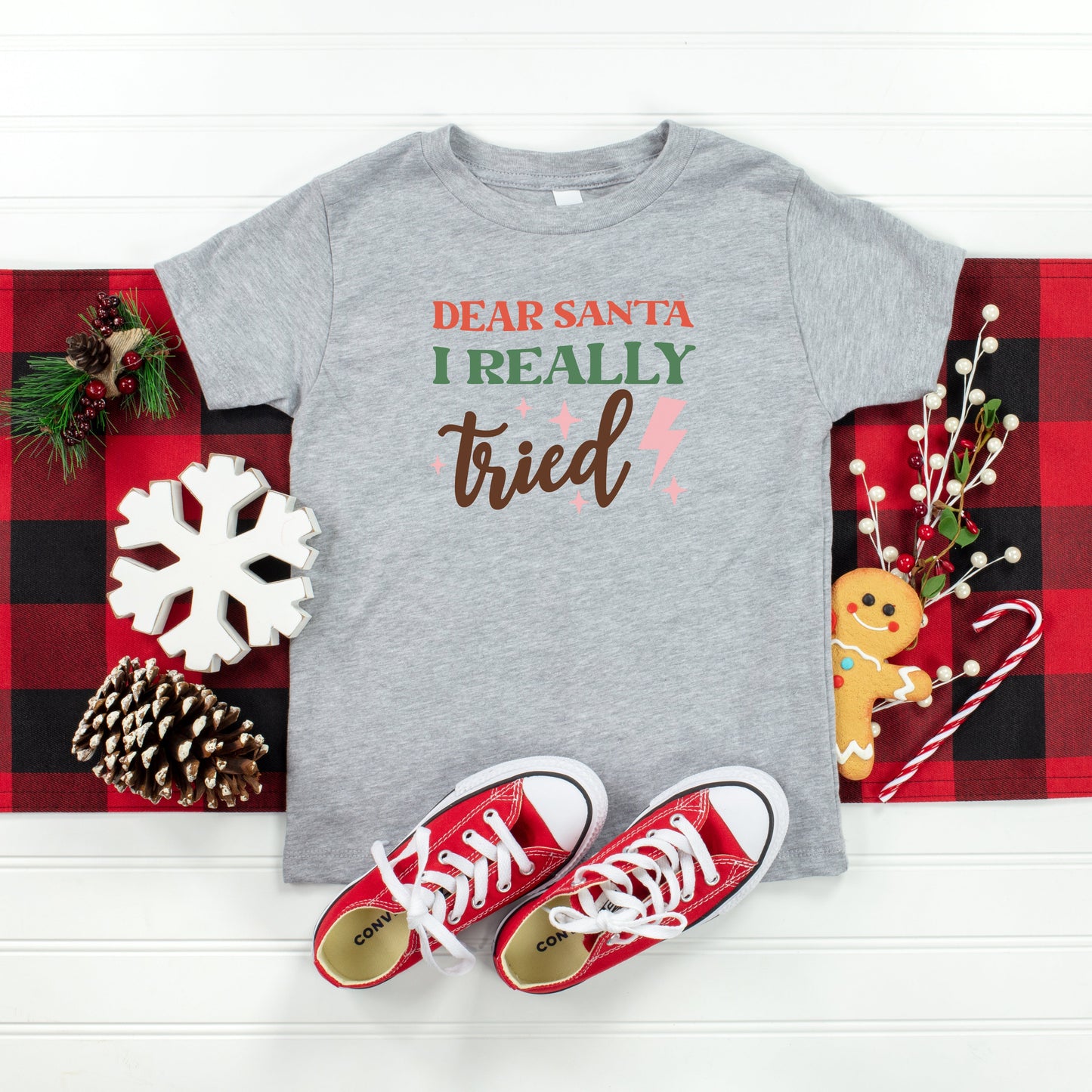 Dear Santa I Really Tried | Toddler Short Sleeve Crew Neck by The Juniper Shop