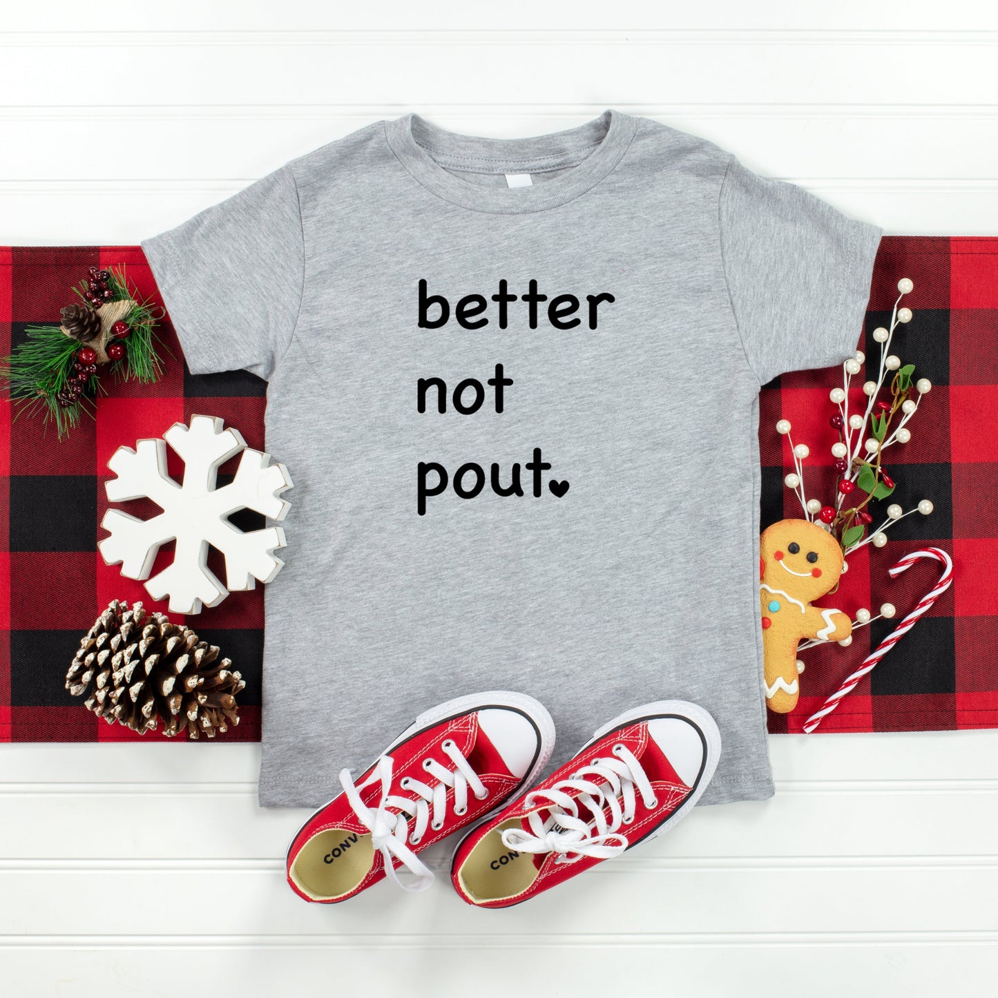 Better Not Pout Heart | Toddler Short Sleeve Crew Neck by The Juniper Shop