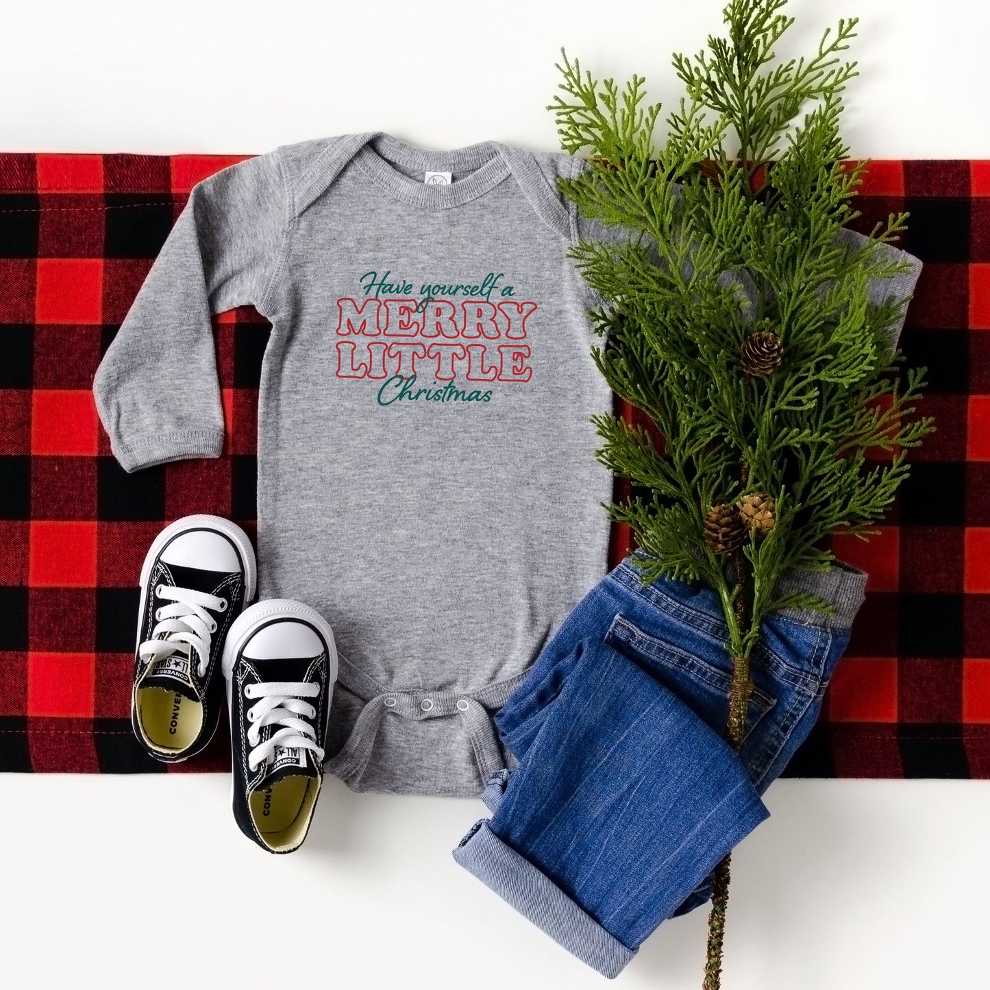 Merry Little Christmas | Baby Long Sleeve Onesie by The Juniper Shop