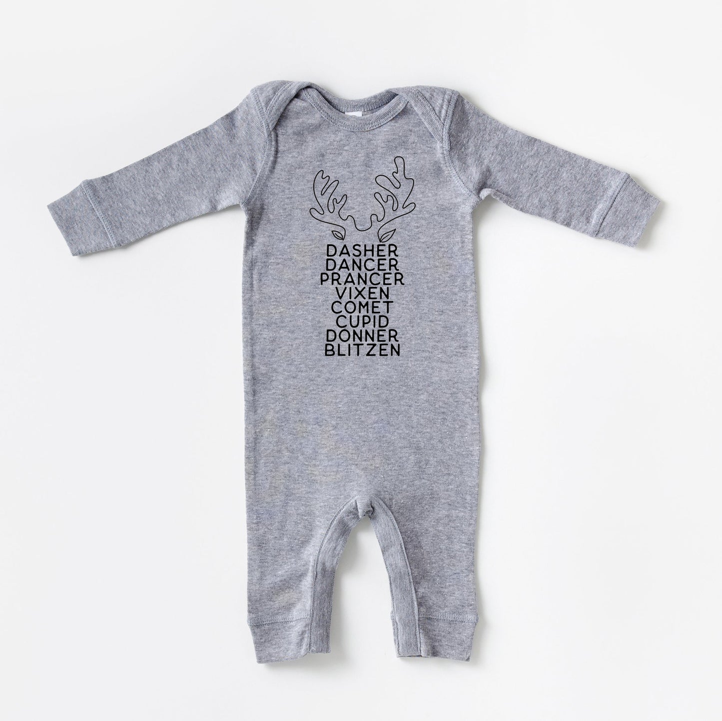 Reindeer Names Antlers | Baby Romper by The Juniper Shop