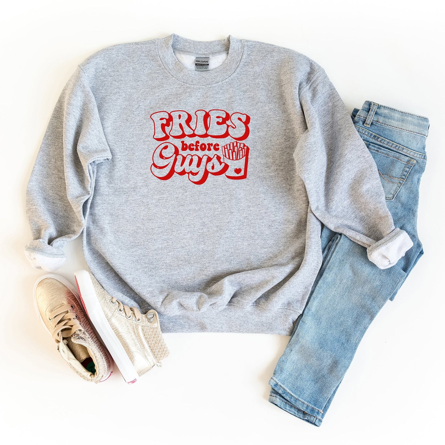 Fries Before Guys Bold | Youth Sweatshirt by The Juniper Shop